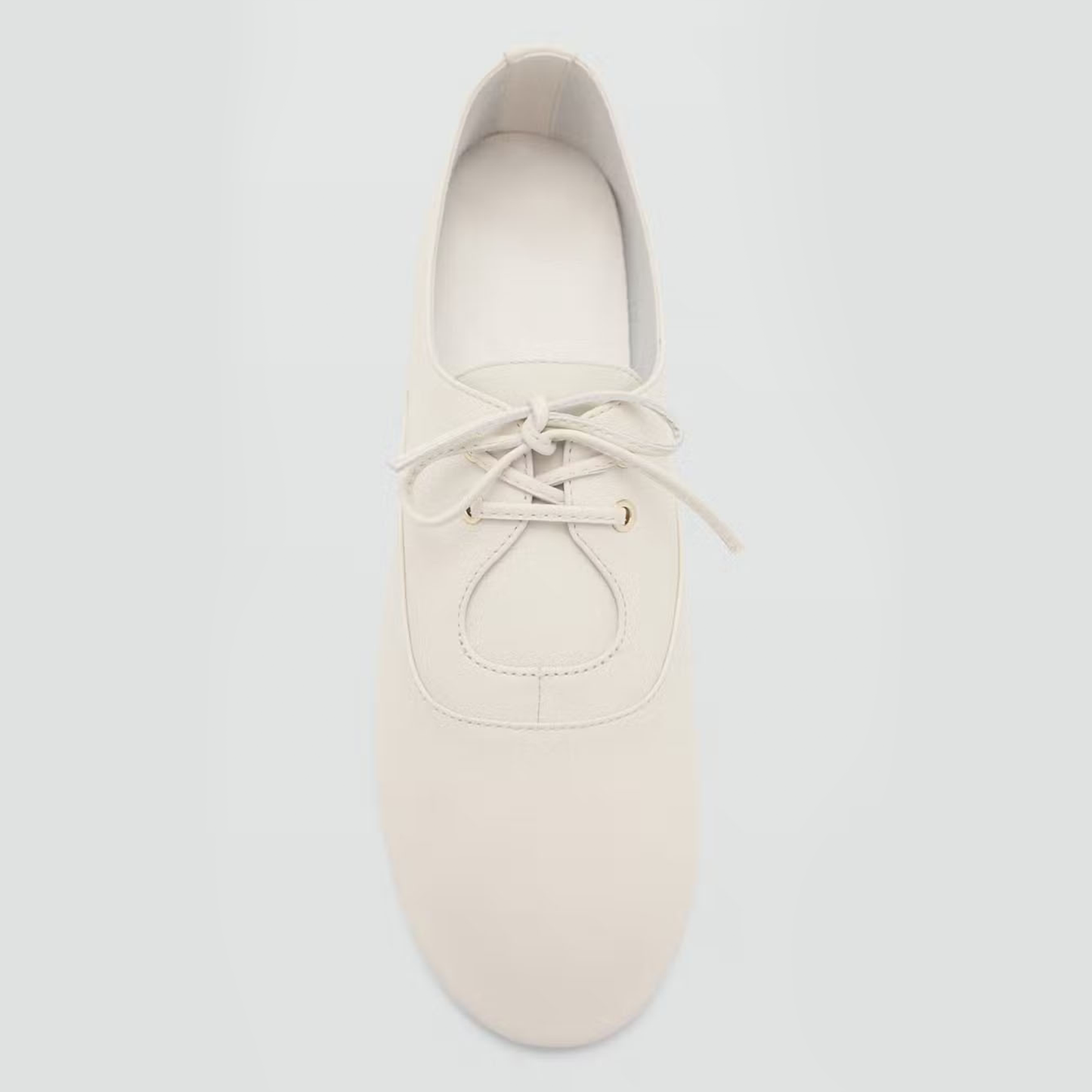 Ivory Round-Toe Chic Lace-Up Simple Flats