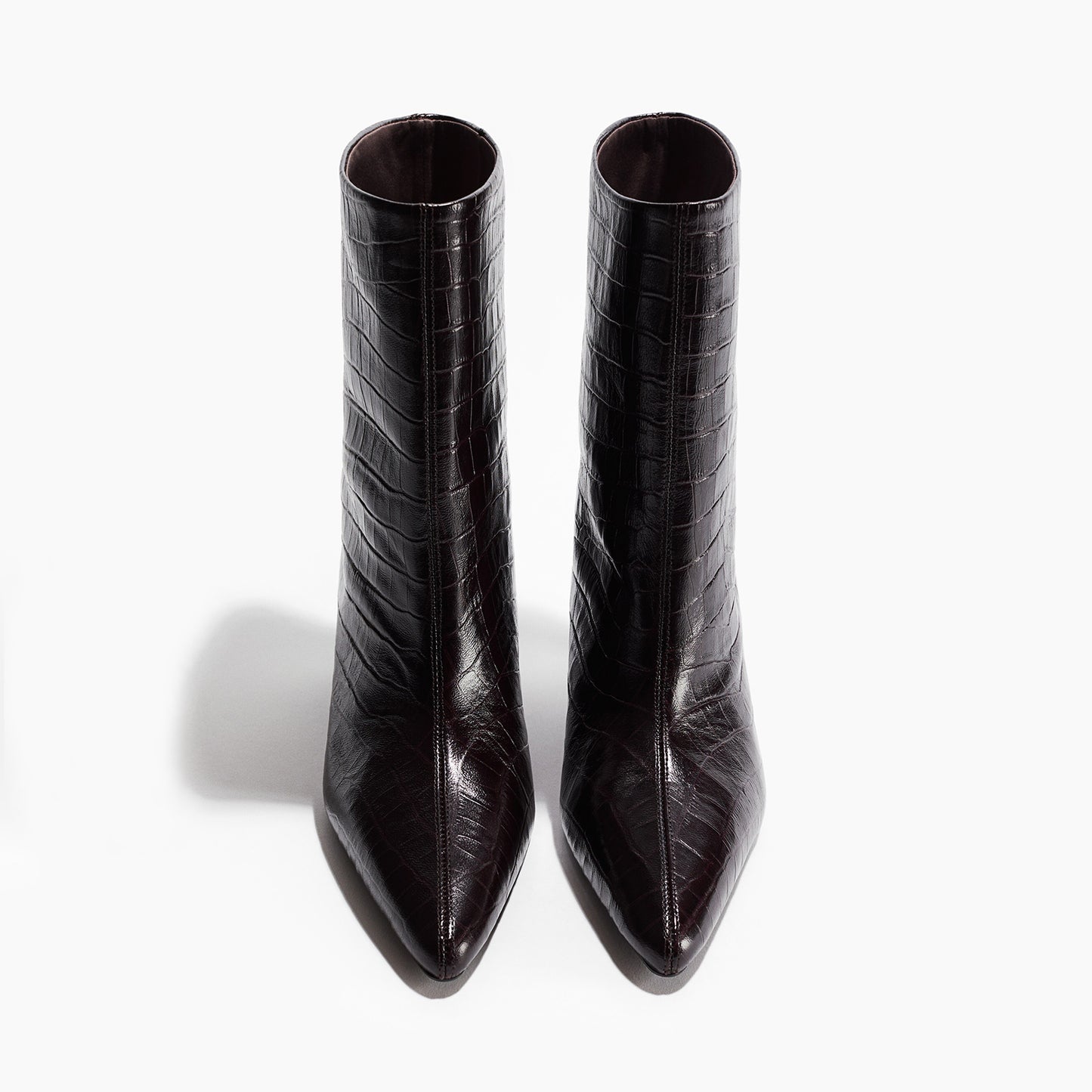 Dark Brown Stone Print Pointed-Toe Ankle Simple Stiletto Boots