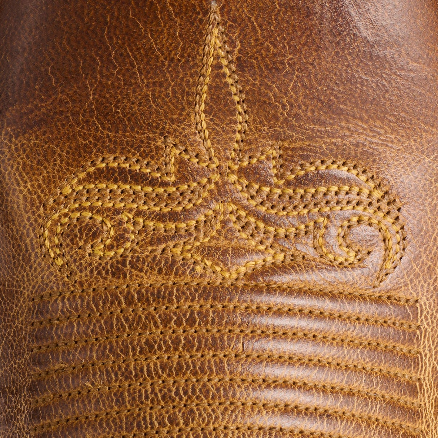 Tan Square-Toe Delicate Embroidery Classic Mid Calf Cowgirl Boots