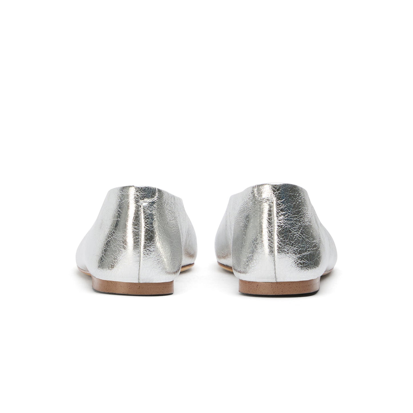 Metallic Silver Chic Square-Toe Slip-On Flats