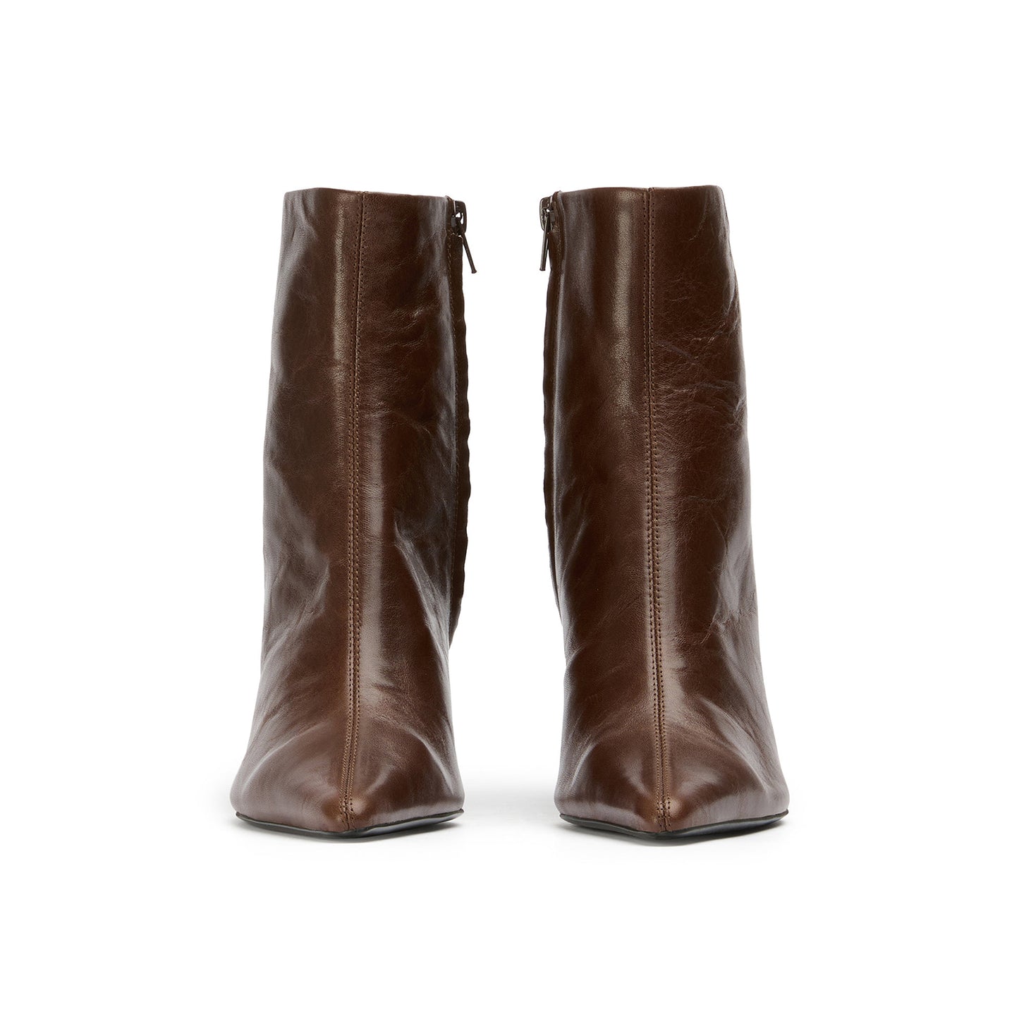 Vintage Chocolate Pointed-Toe Full-Zip Sleek Ankle Stiletto Boots