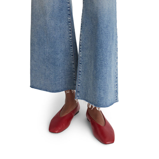 Red Vegan Leather Square-Toe Ballet Flats