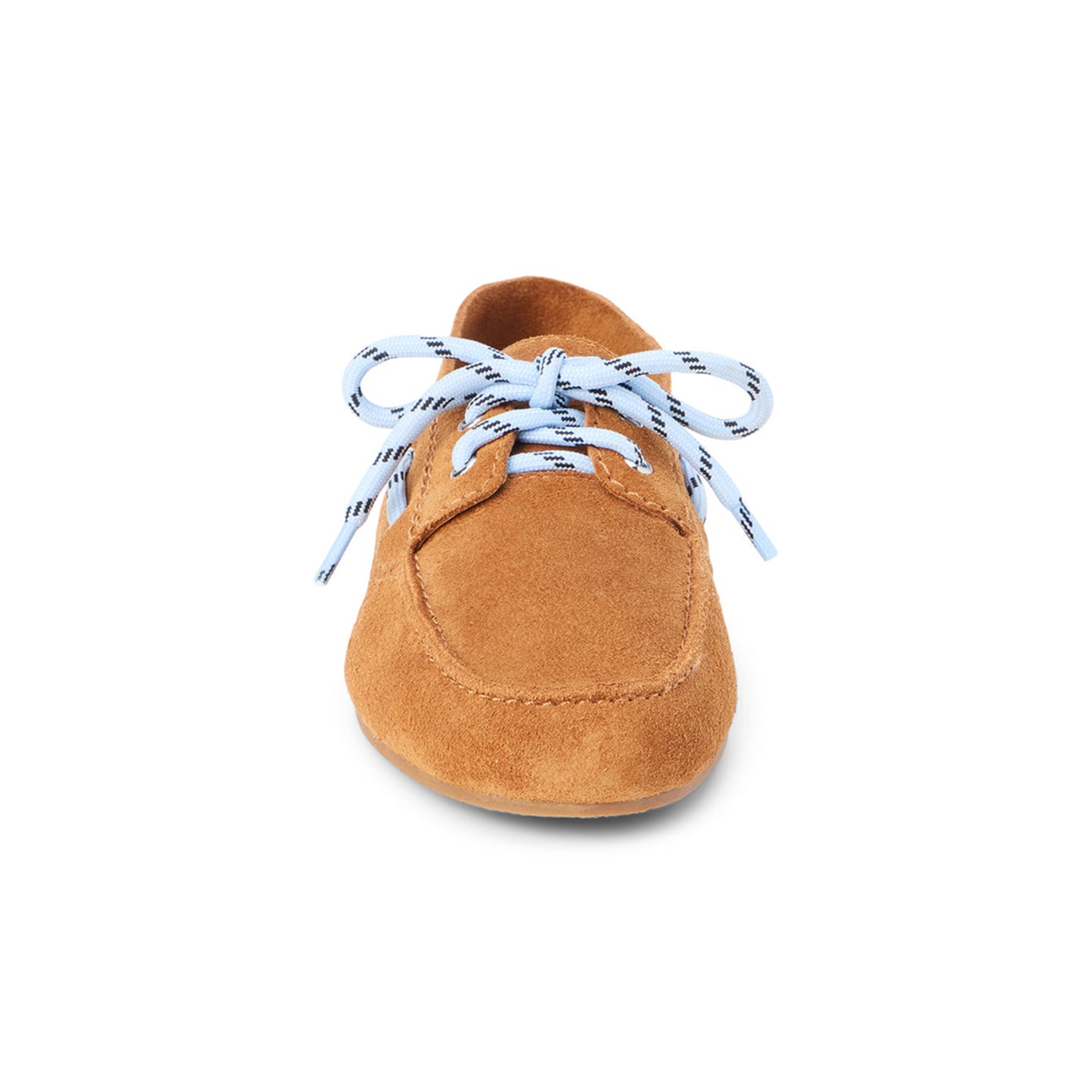 Brown Cow Suede Round-Toe Lace-Up Boat Shoes Flats