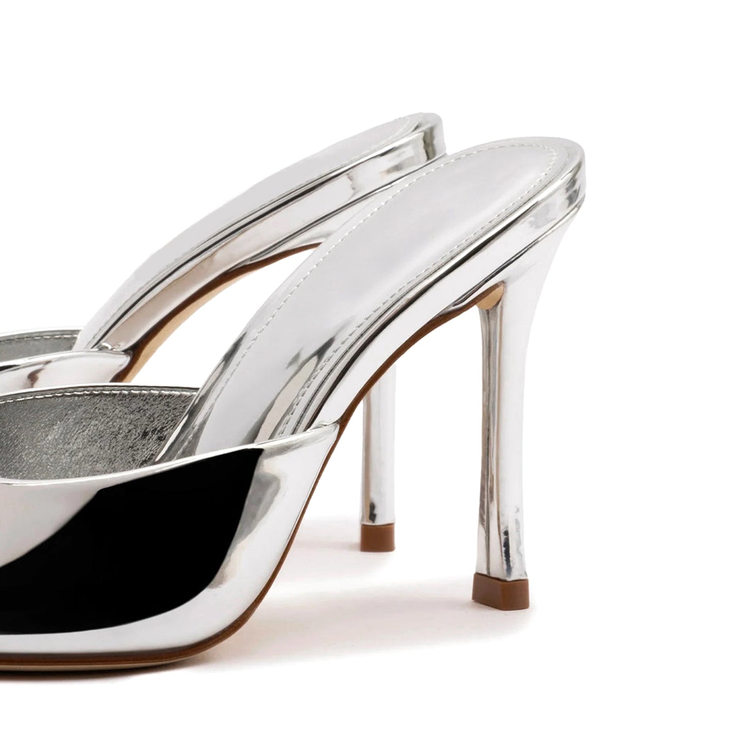 Metallic Sliver Round-Toe Sleek Classic High Stiletto Heels