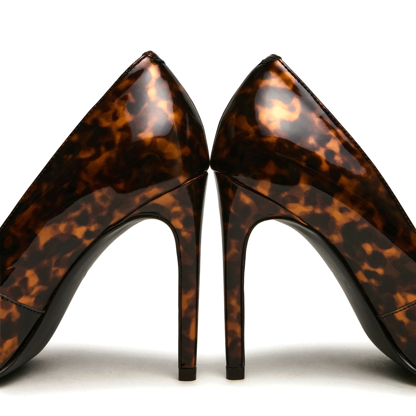 Leopard Print Patent Leather Pointed-Toe Slip-On High Heels