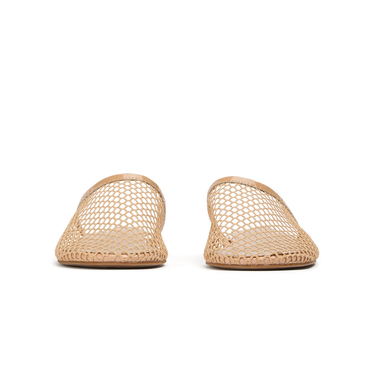 Nude Mesh Round-Toe Sleek Slip-On Backless Flats