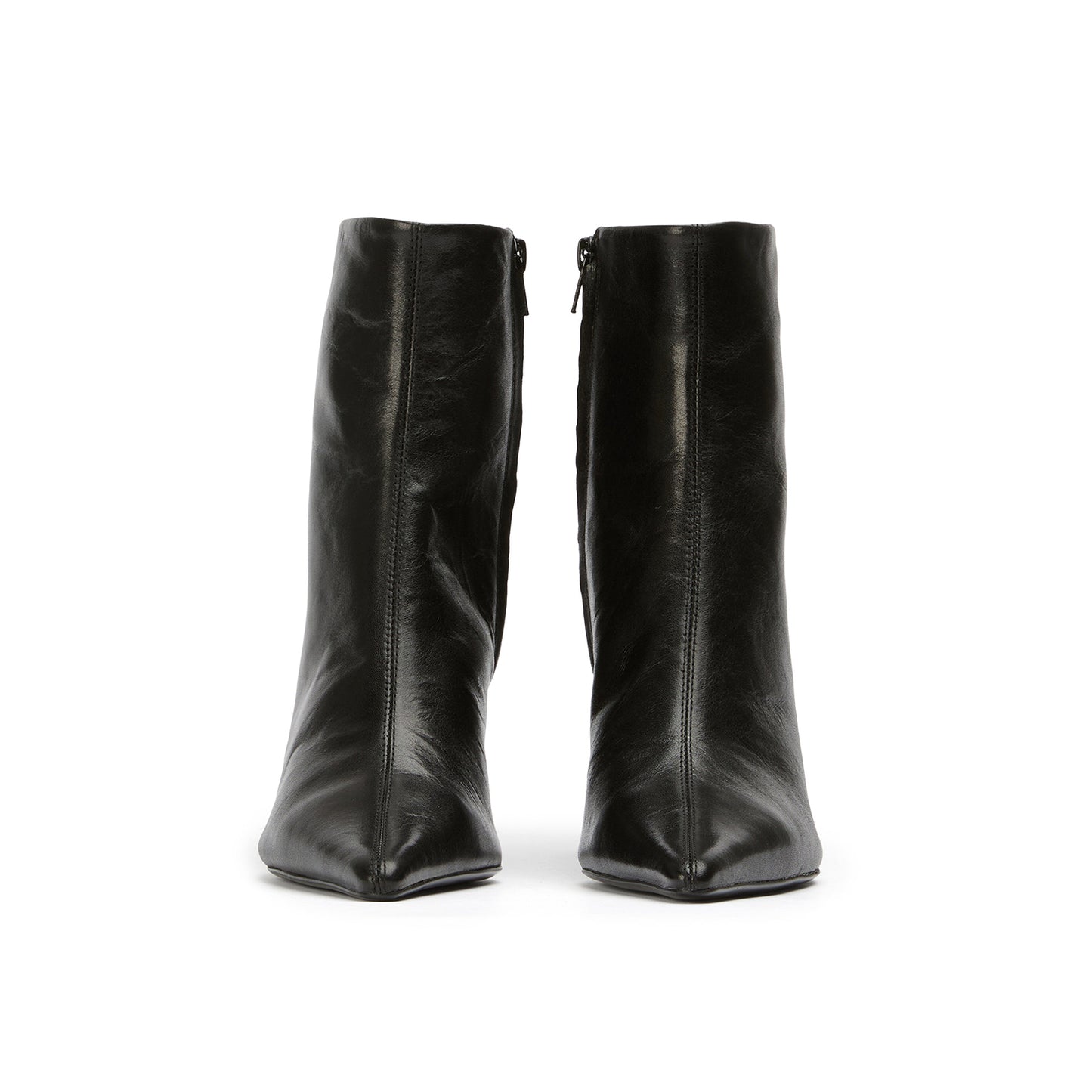 Vintage Black Pointed-Toe Full-Zip Sleek Ankle Stiletto Boots