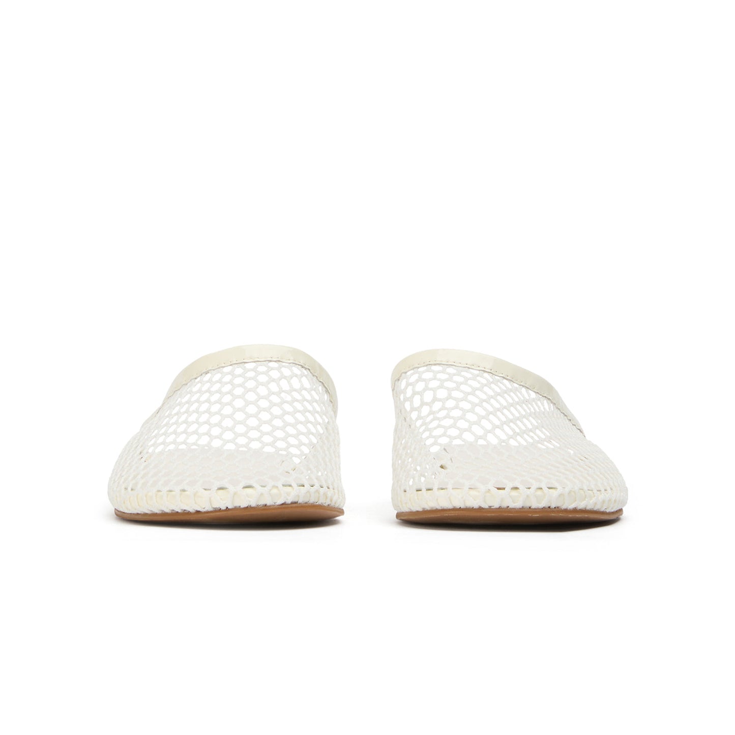 White Mesh Round-Toe Sleek Slip-On Backless Flats