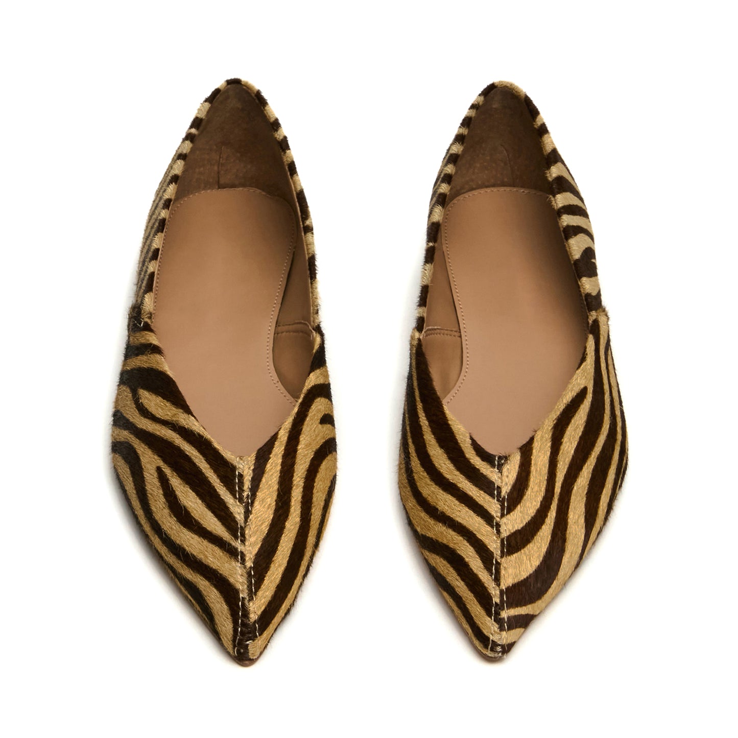 Zebra Print Pointed-Toe Slip-On Stylish Flats