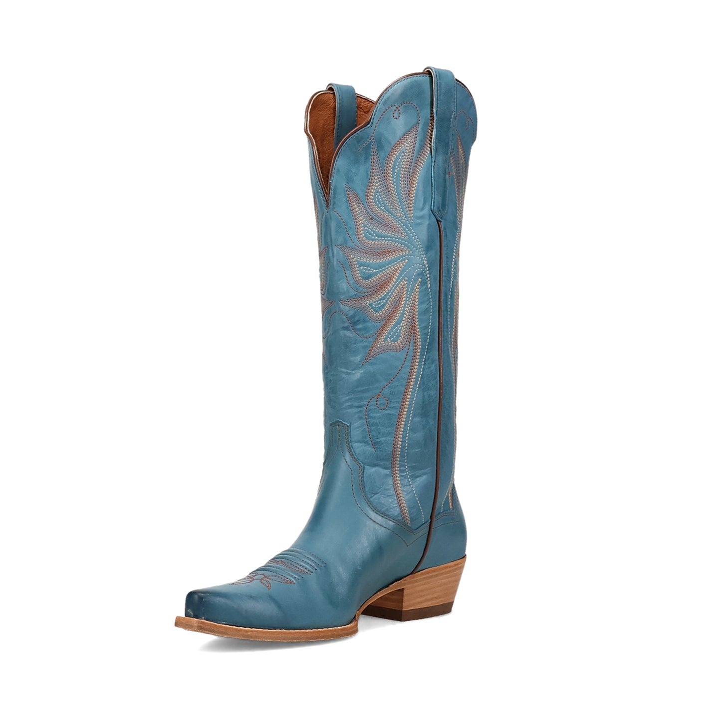 Blue Snip-Toe Grace Embroidery Mid Calf Cowgirl Boots