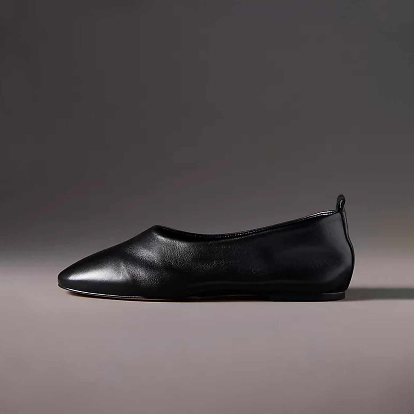 Black Square-Toe Slip-On Classic Ballet Flats