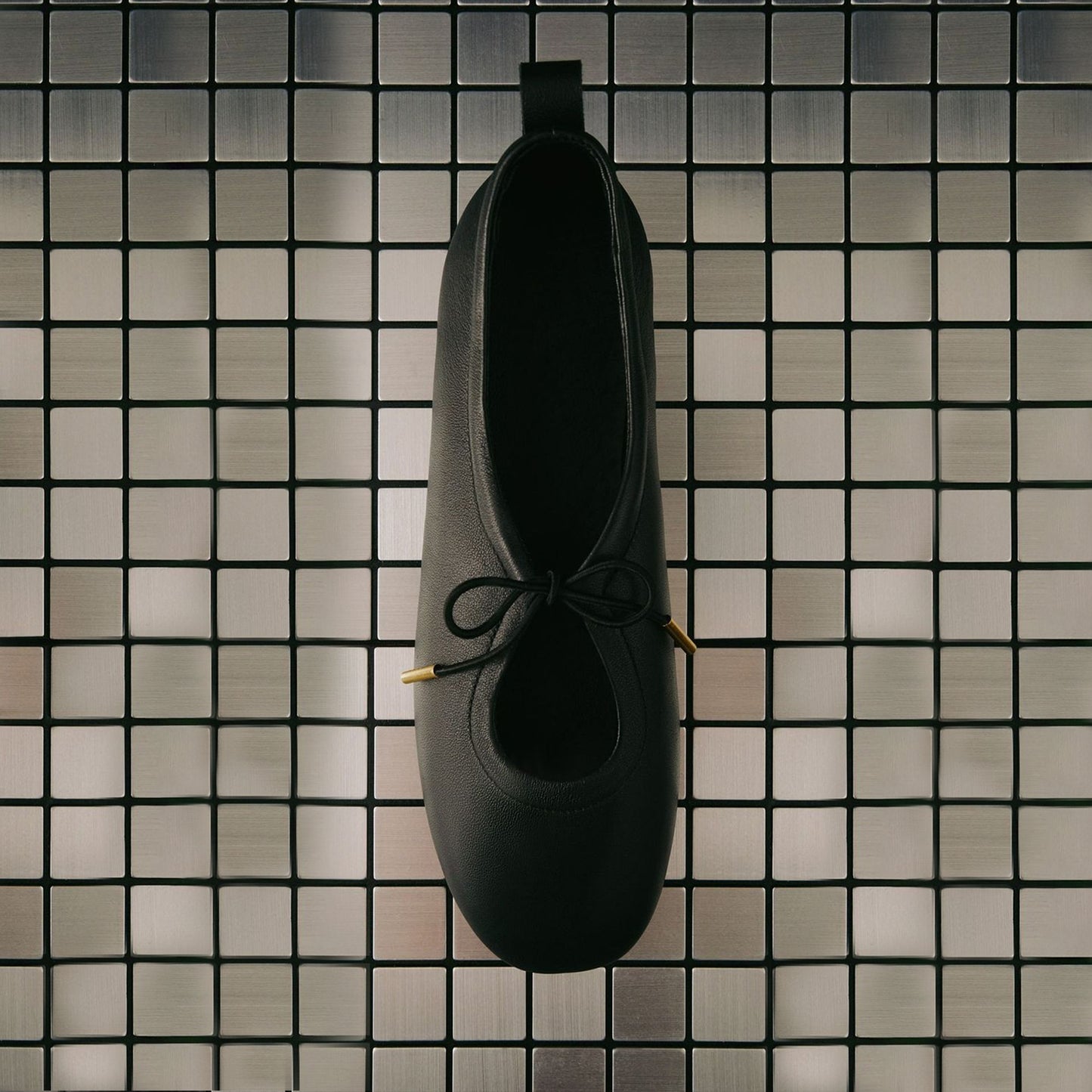 Black Round-Toe Lace-Up Ballet Classic Flats