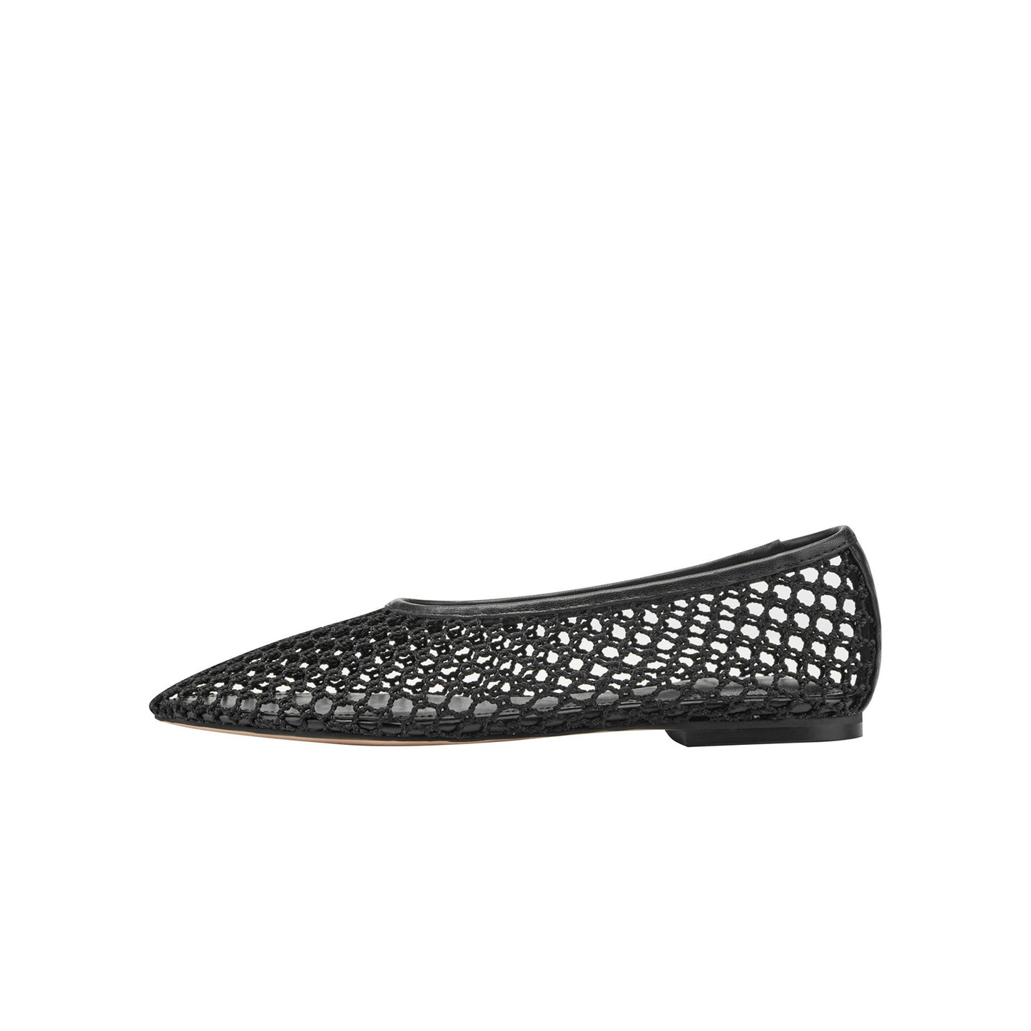 Black Mesh Round-Toe Classic Slip-On Stylish Ballet Flats