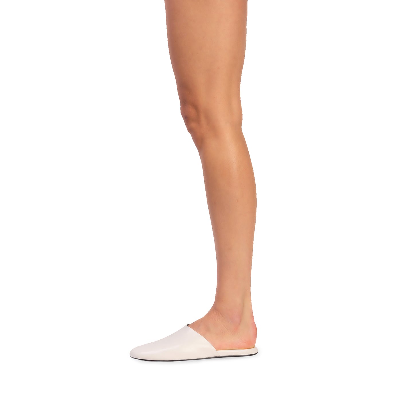 White Round-Toe Simple Slip-on Backless Ballet Flats