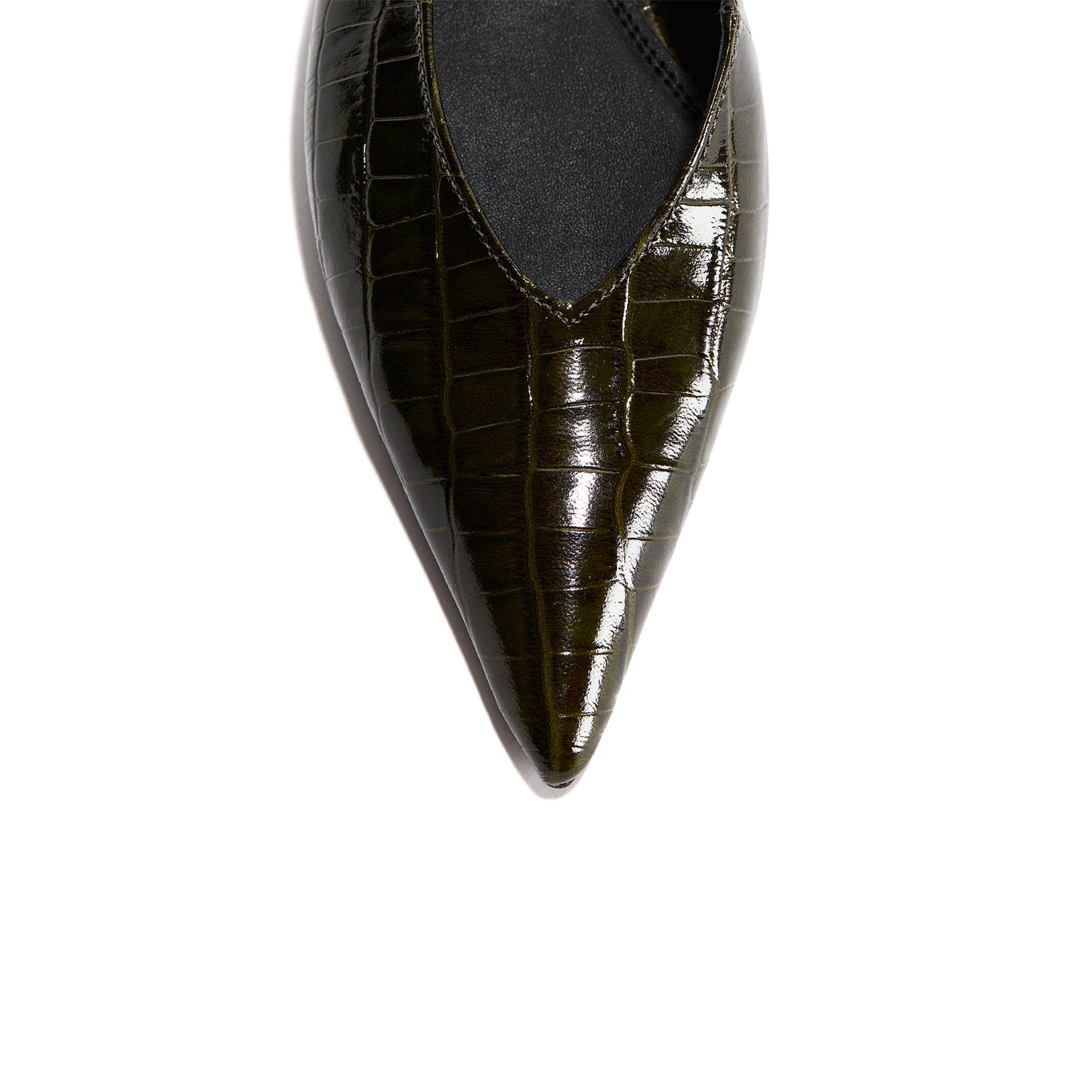 Dark Khaki Stone Print Pointed-Toe Slingback Flats