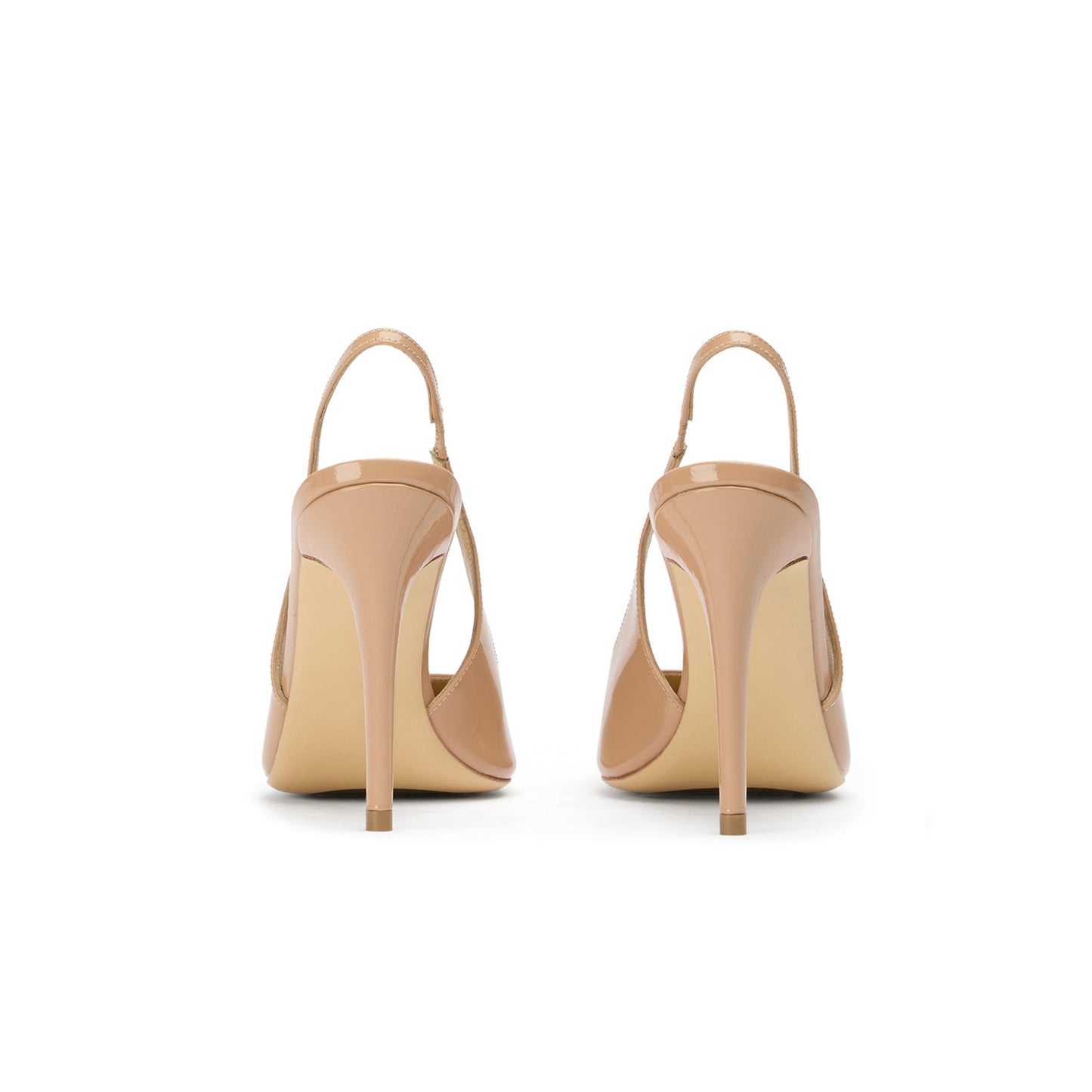 Patent Nude Pointed-Toe Classic Slip-On Slingback High Heels
