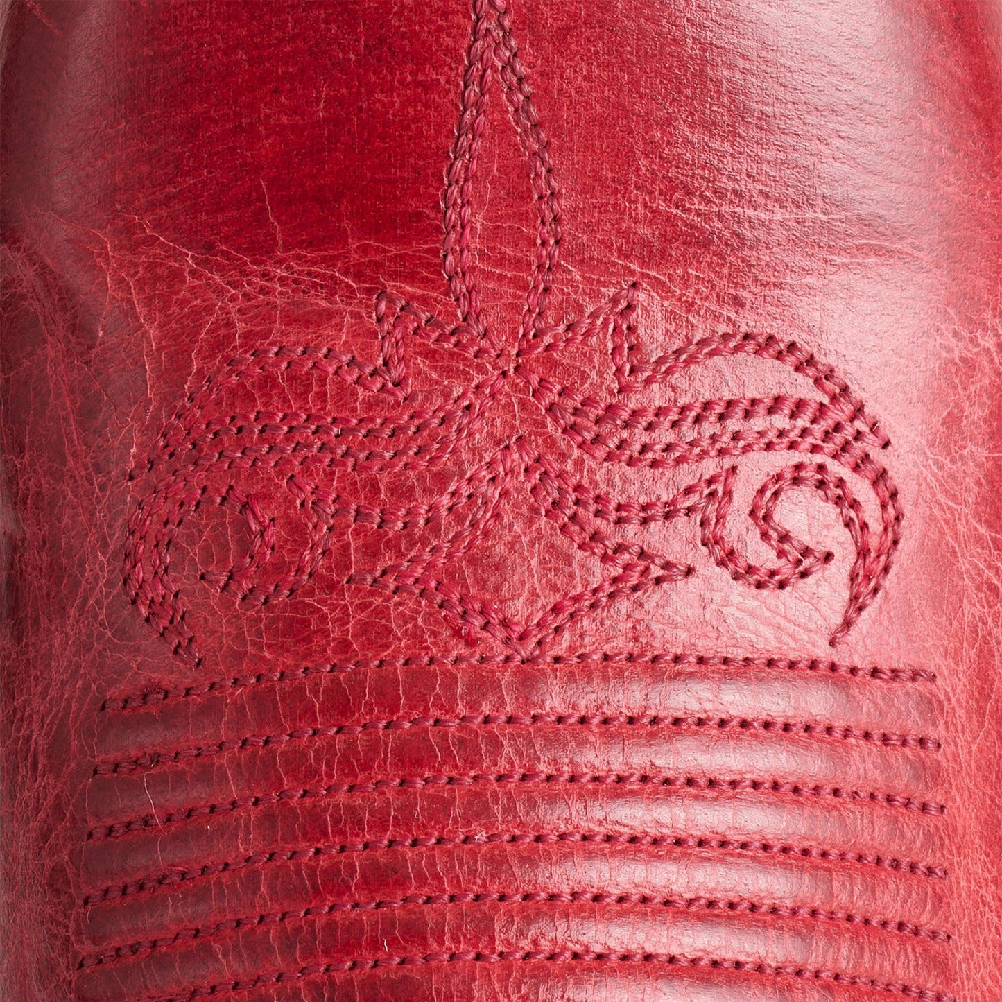 Red Square-Toe Delicate Embroidery Classic Mid Calf Cowgirl Boots