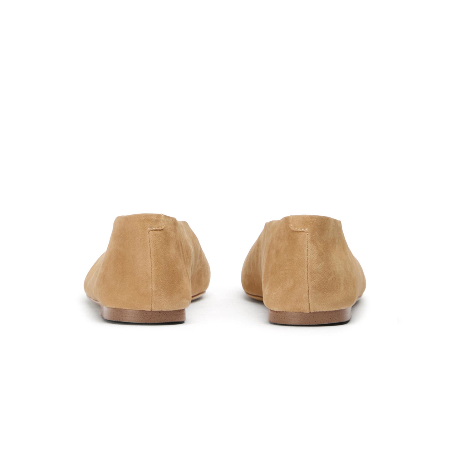 Beige Faux Suede Chic Square-Toe Slip-On Flats