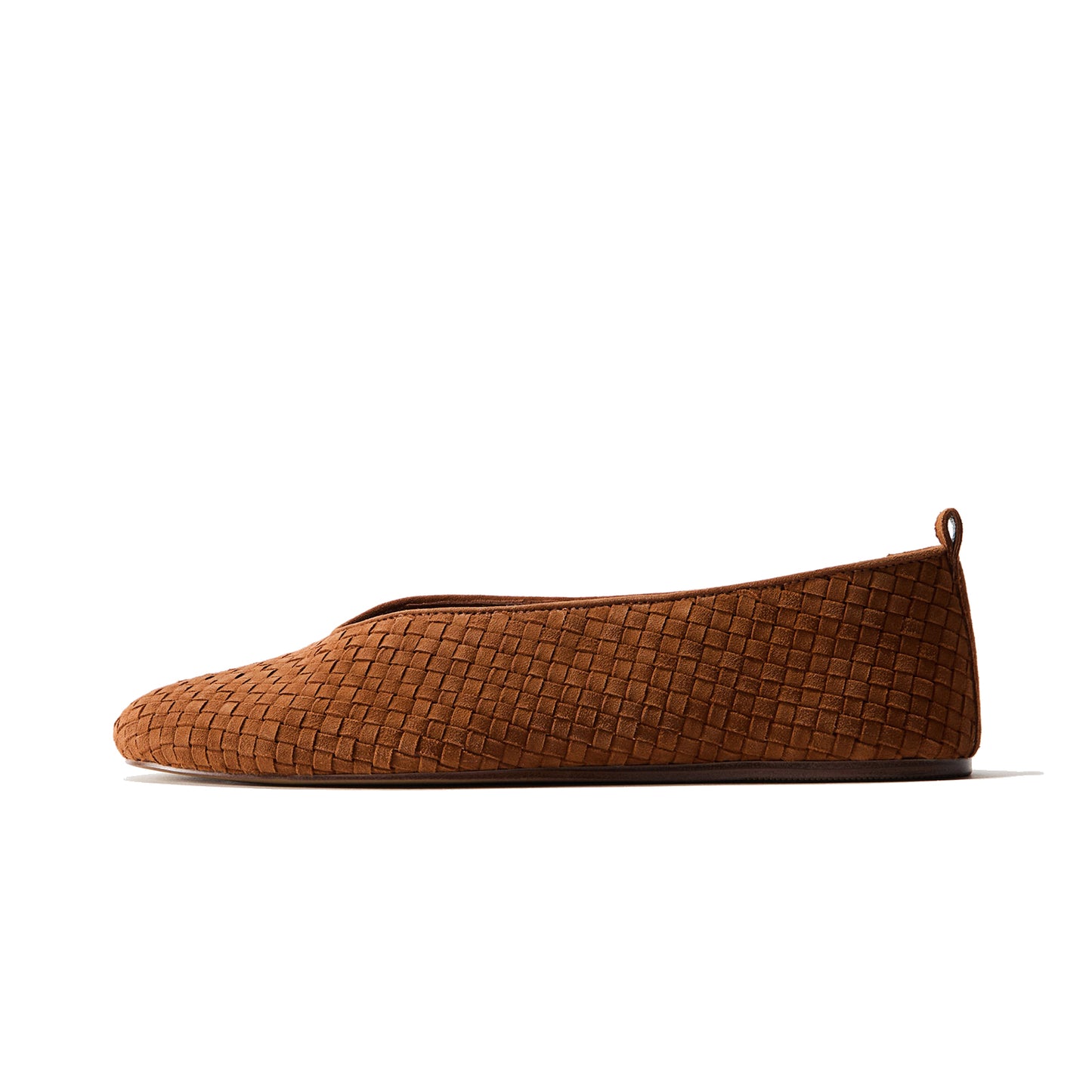 Coffee Woven Faux Suede Square-Toe Slip-On Classic Ballet Flats