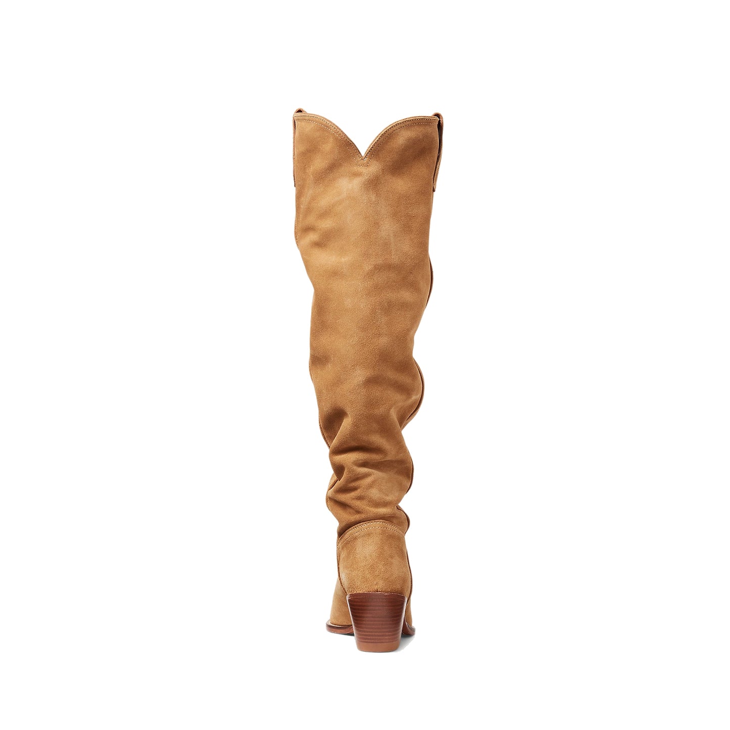 Tan Faux Suede Round-Toe Wide Calf Over-The-Knee Cowgirl Boots