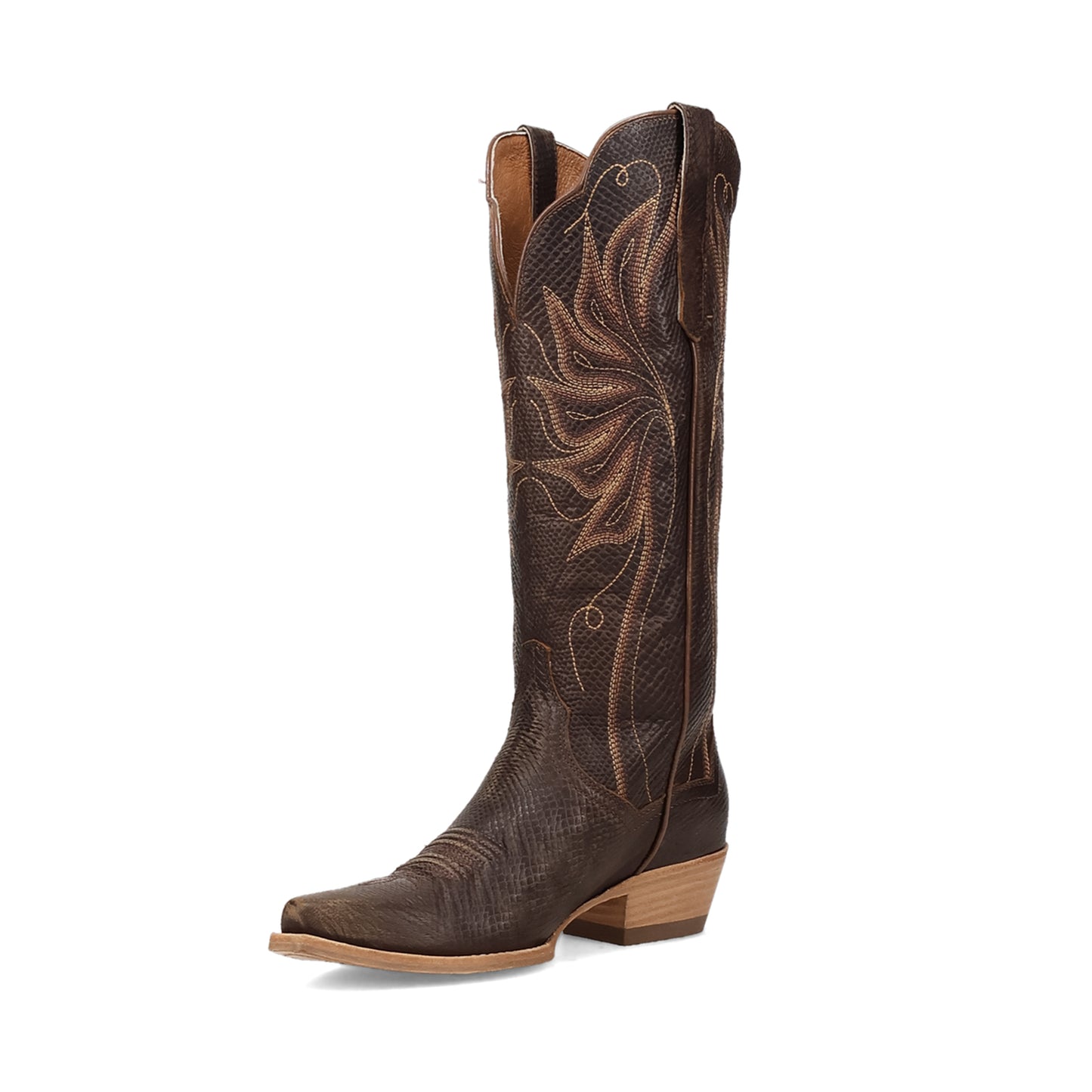 Brown Snip-Toe Grace Embroidery Mid Calf Cowgirl Boots