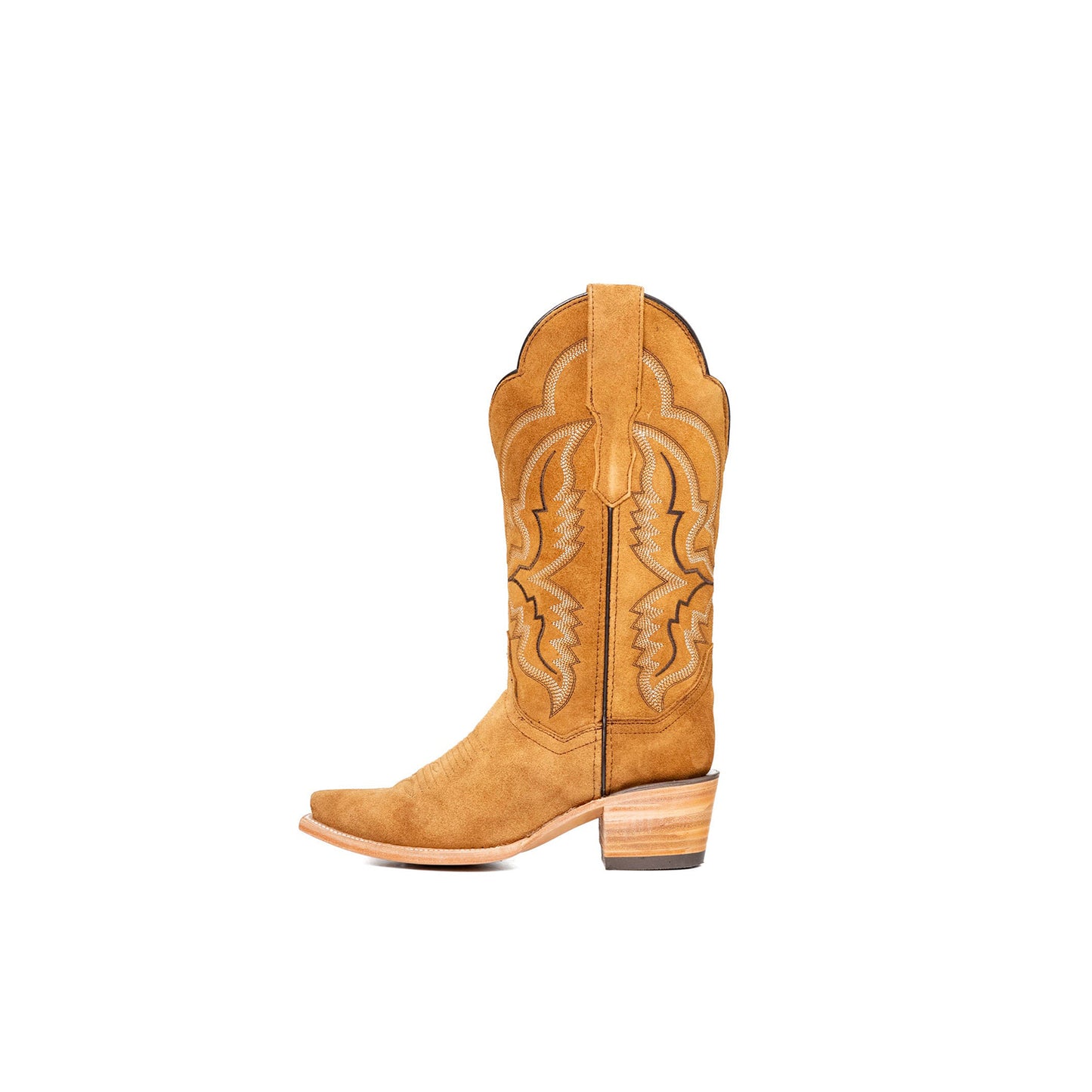 Honey Faux Suede Snip-Toe Embroidery Mid Calf Cowgirl Boots