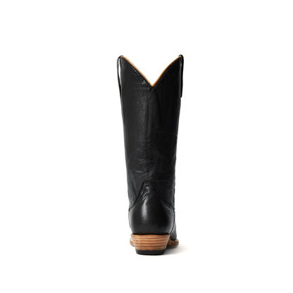 Black Pointed-Toe Simple Mid Calf Cowgirl Boots