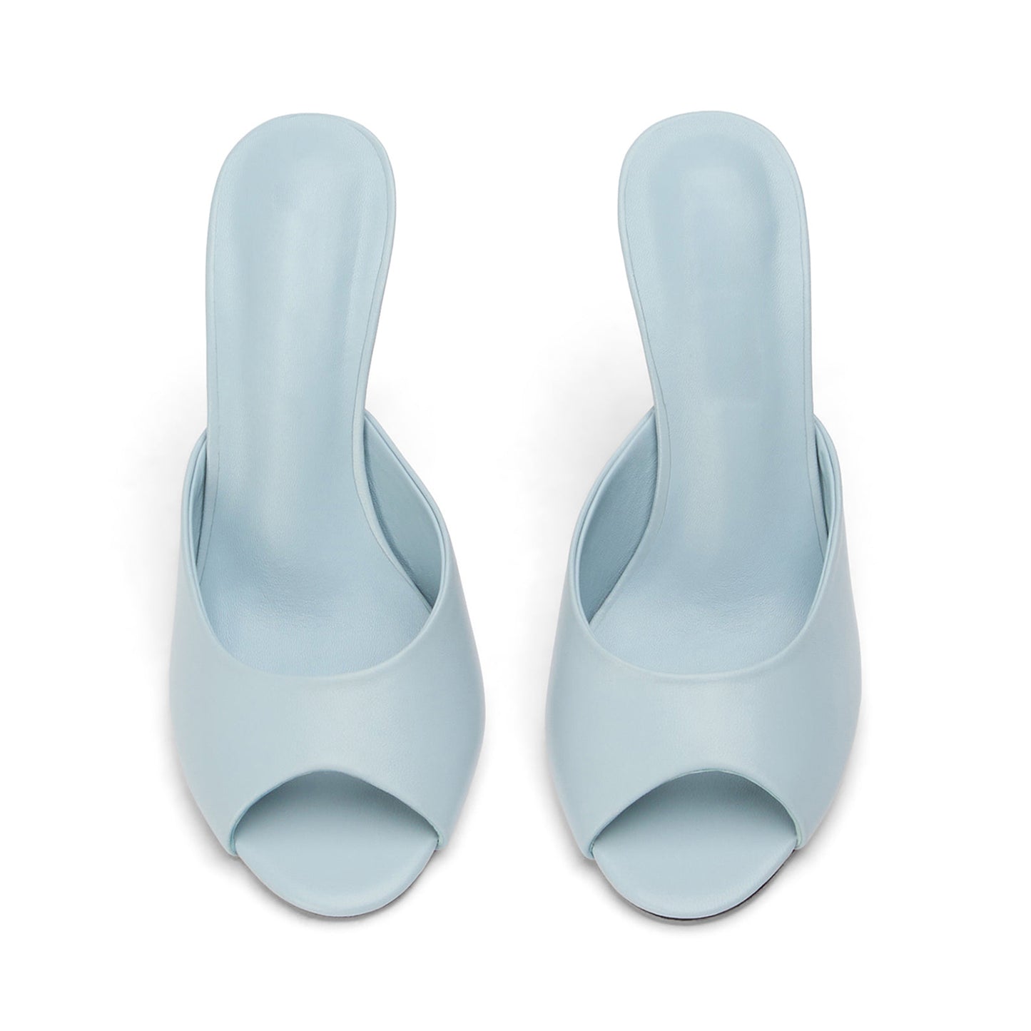 Blue Peep Round-Toe Slip-On Backless Stiletto High Heels