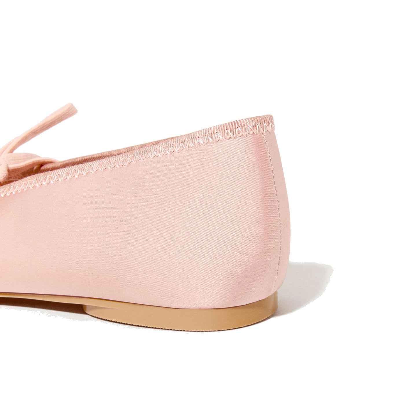 Blush Pink Satin Round-Toe Lace-Up Chic Ballet Flats