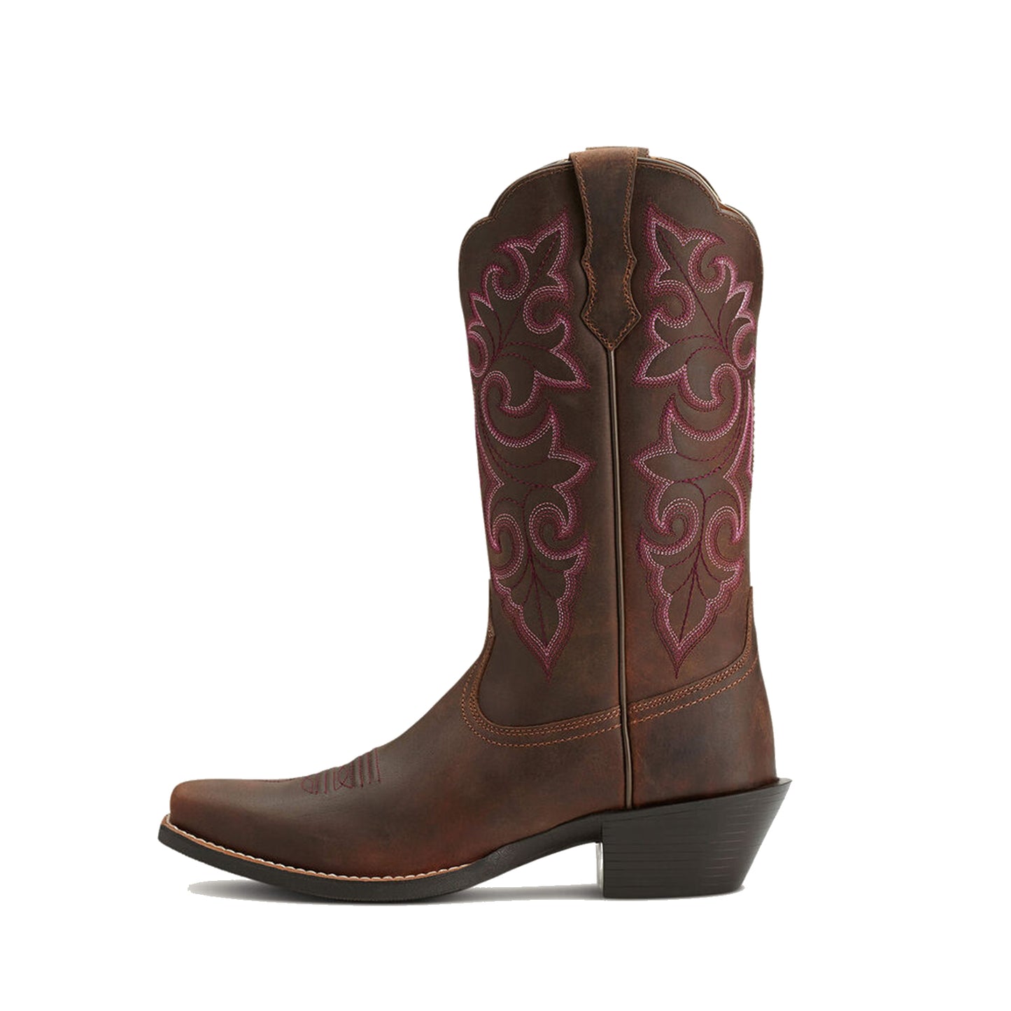Brown Square-Toe Chic Embroidery Classic Mid Calf Cowgirl Boots