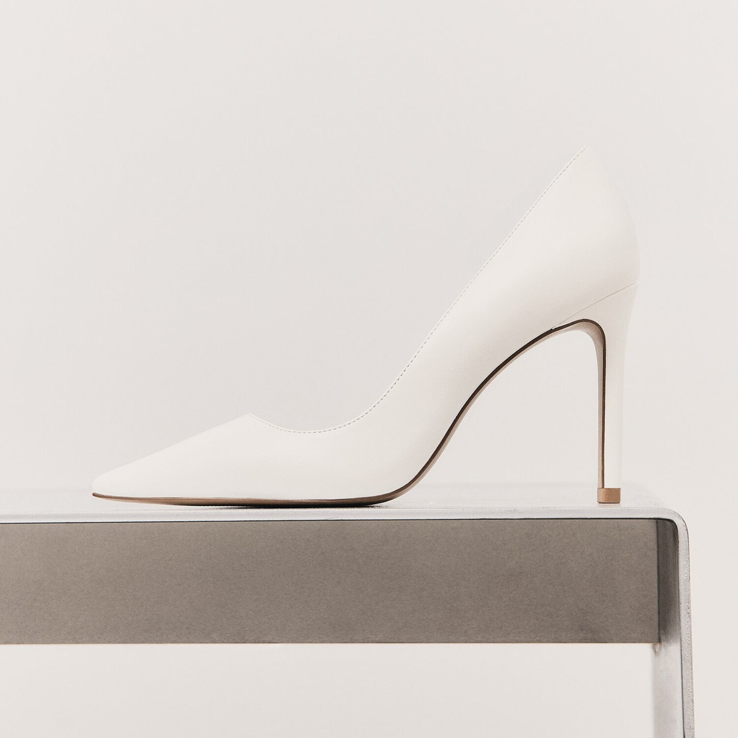White Pointed-Toe Slip-On Sleek High Heels Pumps