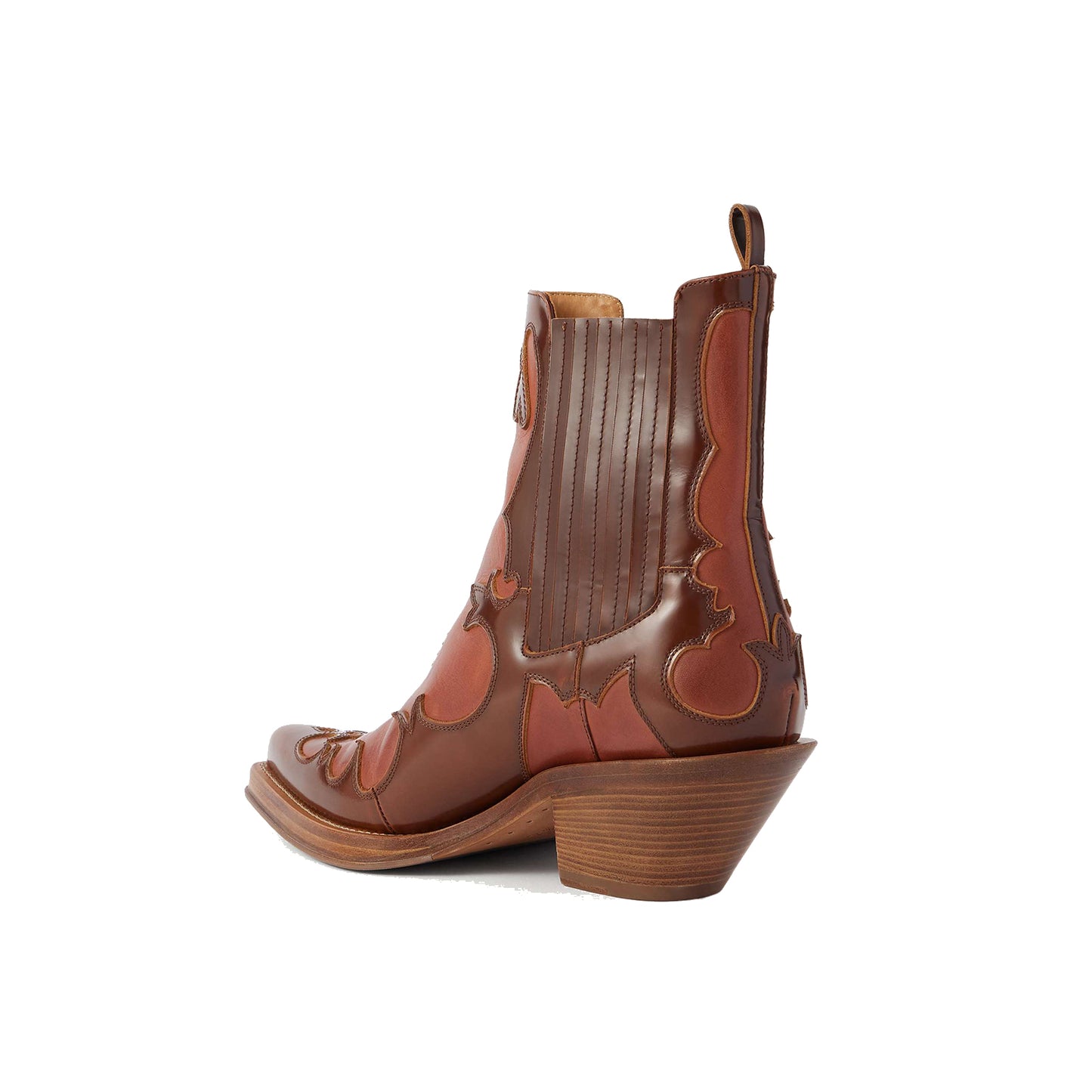 Tan Pointed-Toe Appliques Chic Ankle Cowgirl Boots