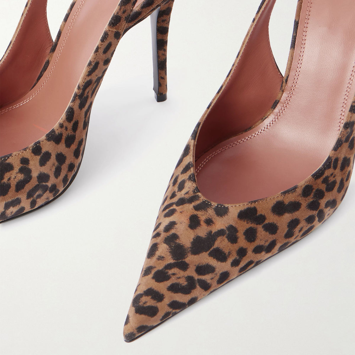 Leopard Faux Suede Pointed-Toe Buckle Slingback Sleek High Heels