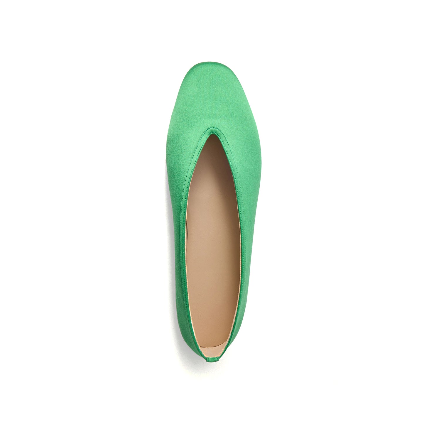 Green Satin Square-Toe Slip-On Chic Ballet Flats