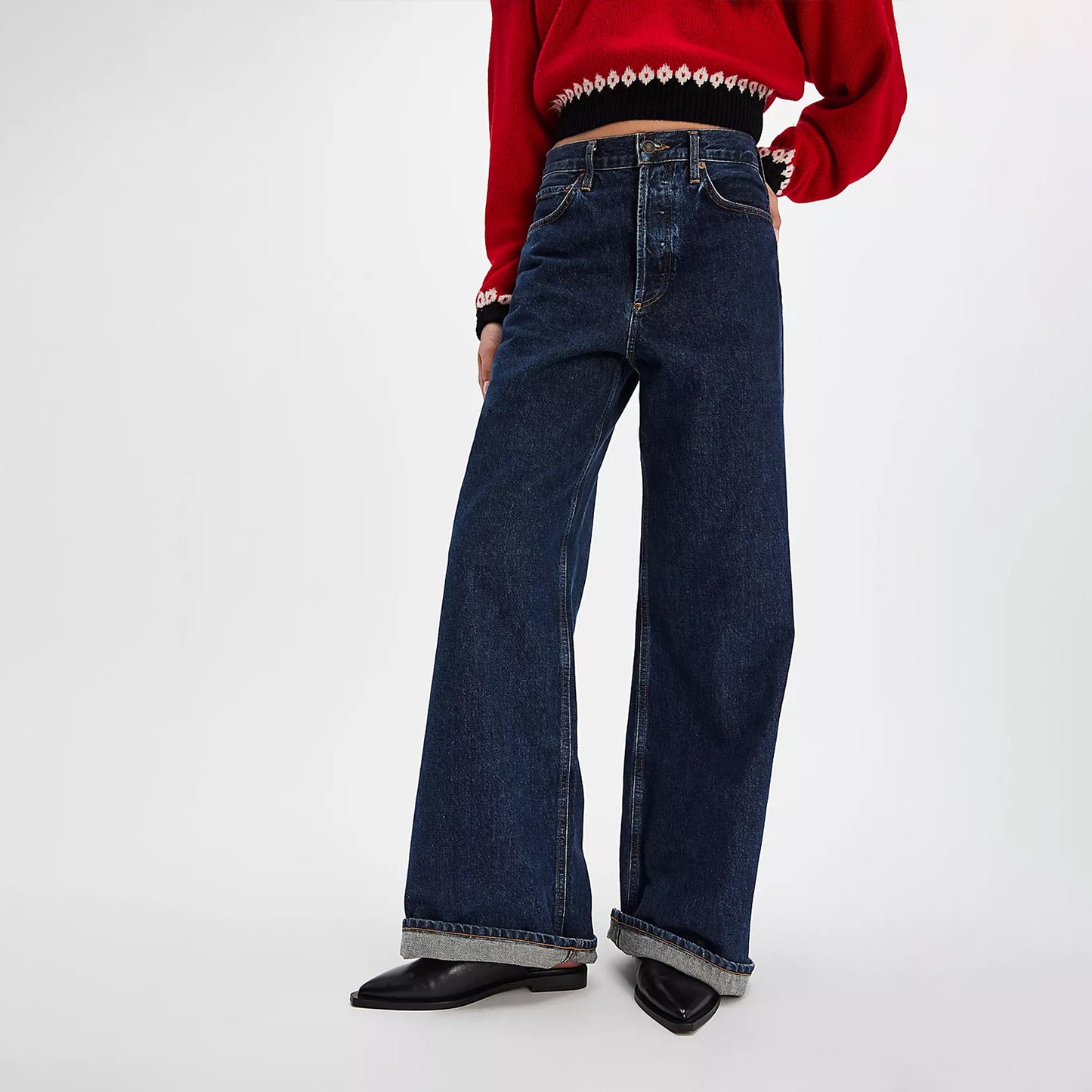 Black Pointed-Toe Slip-on Simple Ballet Flats