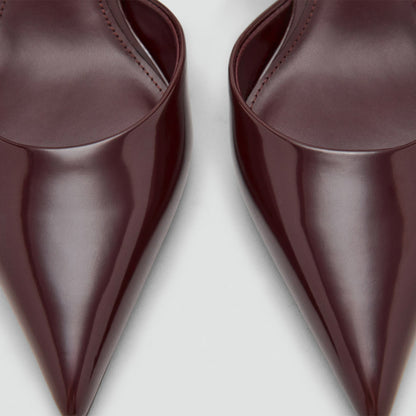 Patent Burgundy Pointed-Toe Ankle Strap Kitten Heels