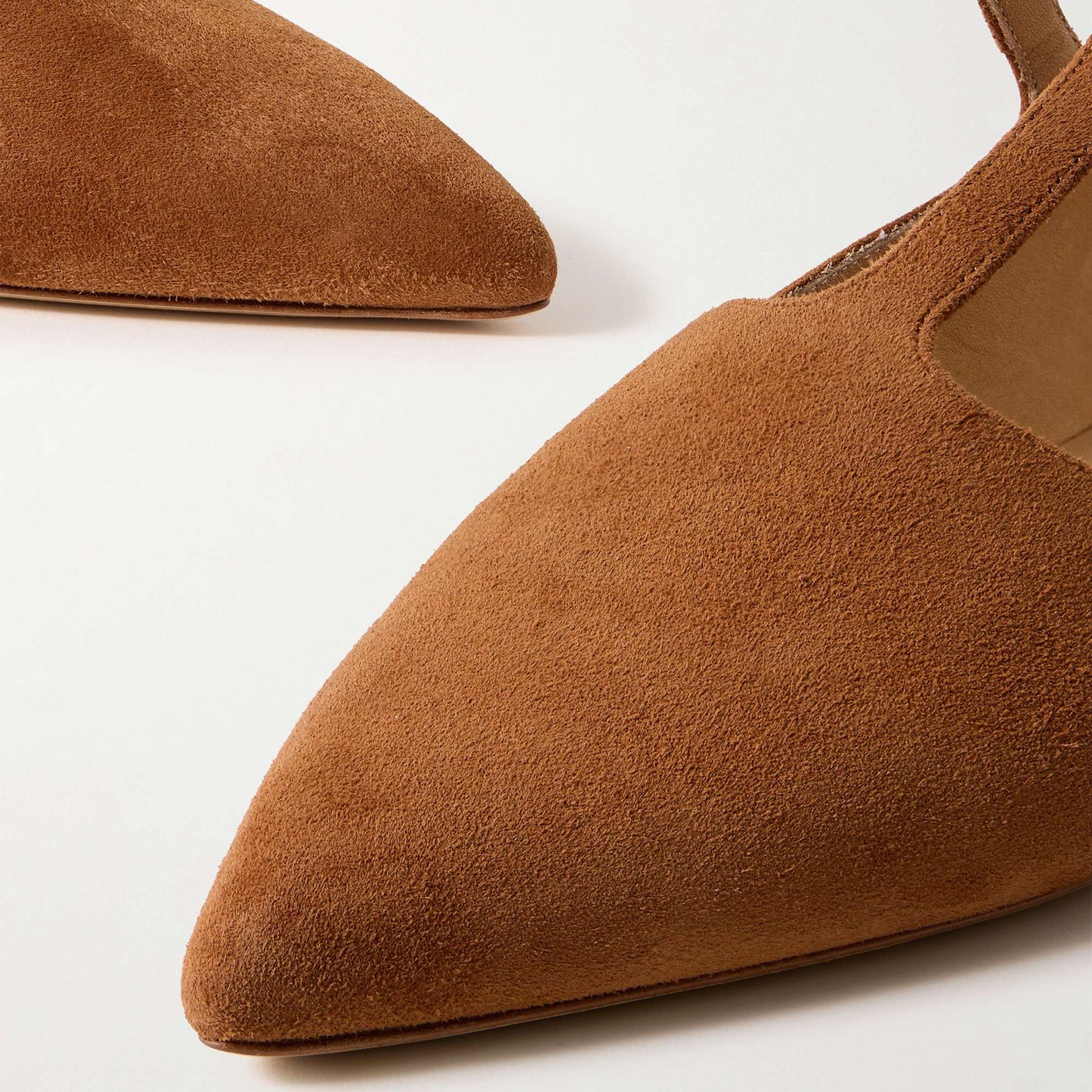 Camel Faux Suede Pointed-Toe Mary Jane Flats