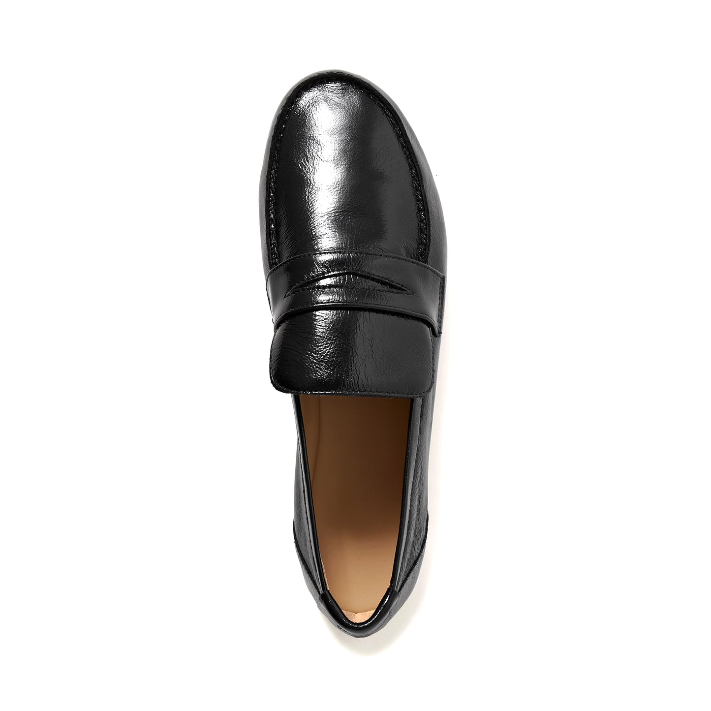 Black Vegan Leather Round-Toe Slip-On Chic Loafers Flats