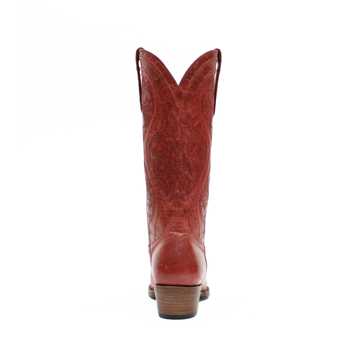 Distressed Wine Red Snip-Toe Embroidery Chic Mid Calf Cowgirl Boots