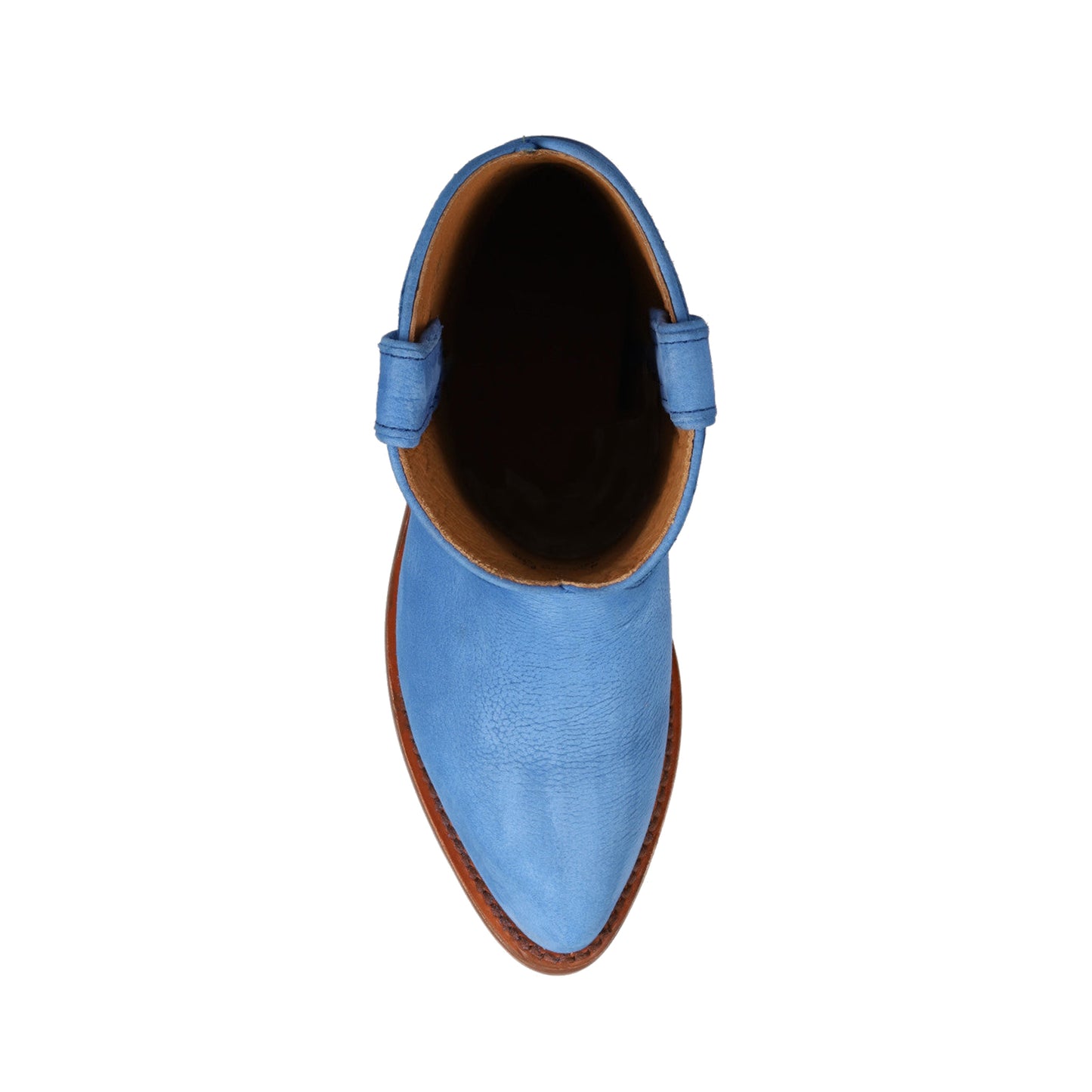 Blue Round-Toe Simple Slip-On Ankle Cowgirl Boots