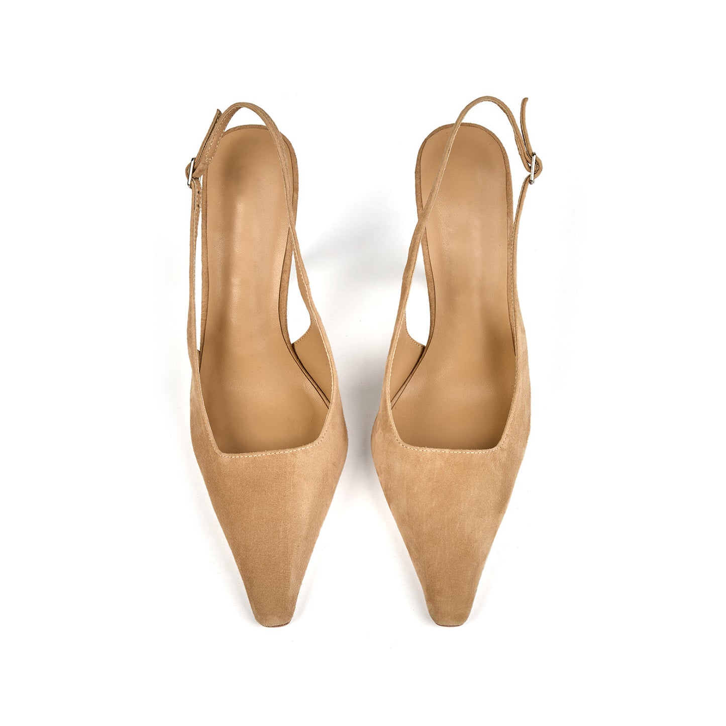 Wheat Faux Suede Pointed-Toe Slingback Pumps High Heels