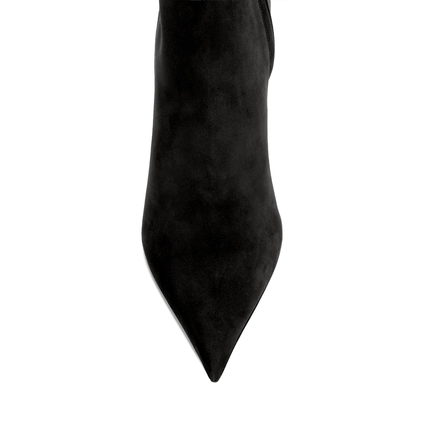 Black Faux Suede Pointed-Toe Classic Full-Zip Chic Ankle Stiletto Boots