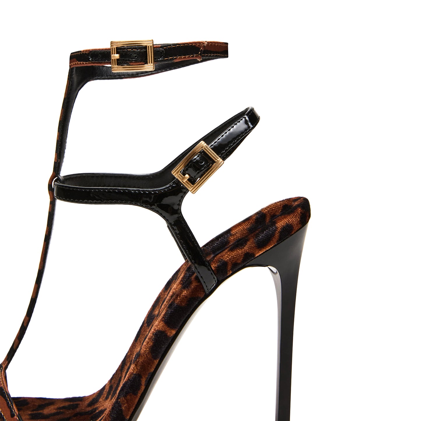 Zebra Satin Pointed-Toe Strappy Ankle Strap High Heels