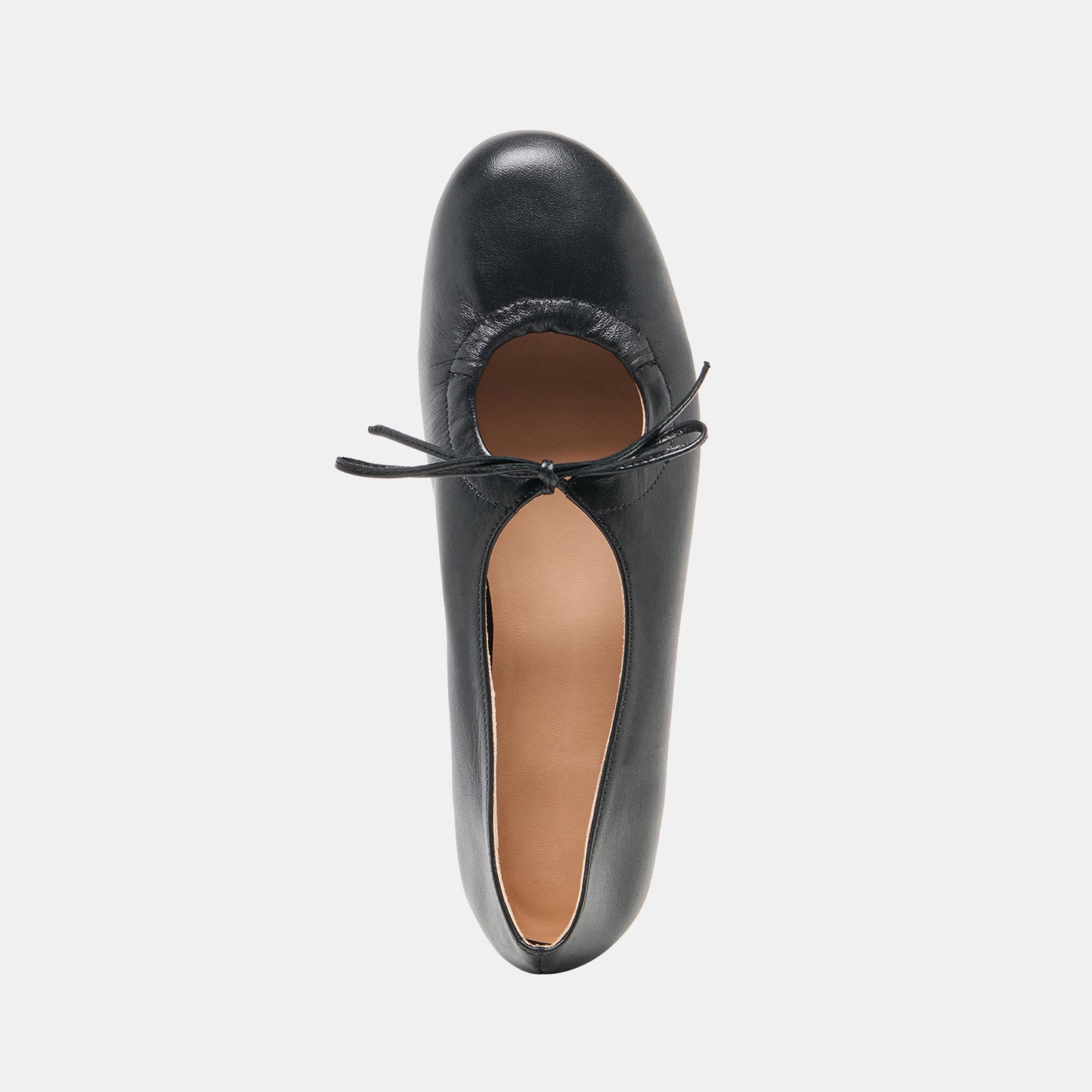 Black Round-Toe Middle Strap Slip-On Ballet Flats