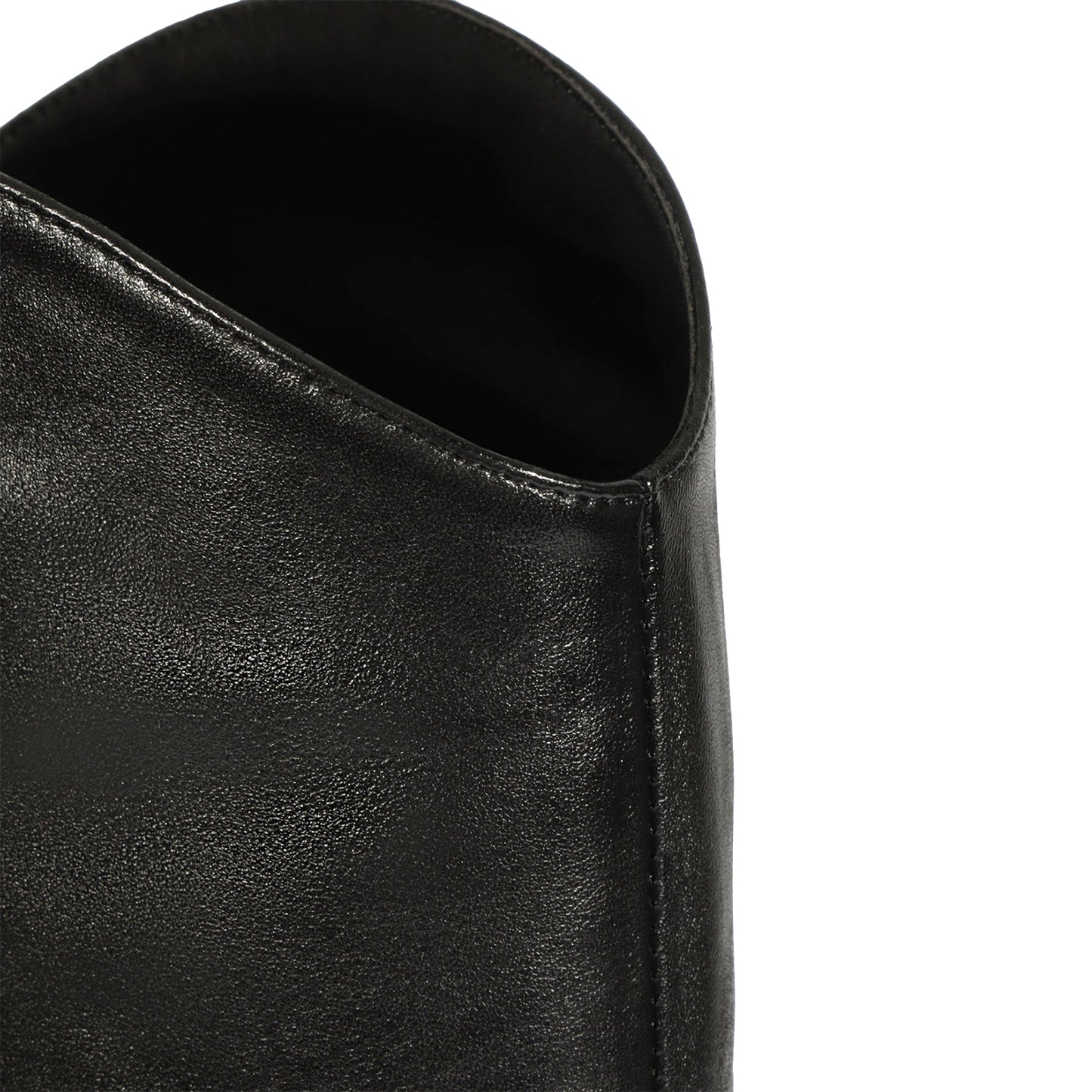 Black Vegan Leather Pointed-Toe Simple Wide Calf Knee High Stiletto Boots