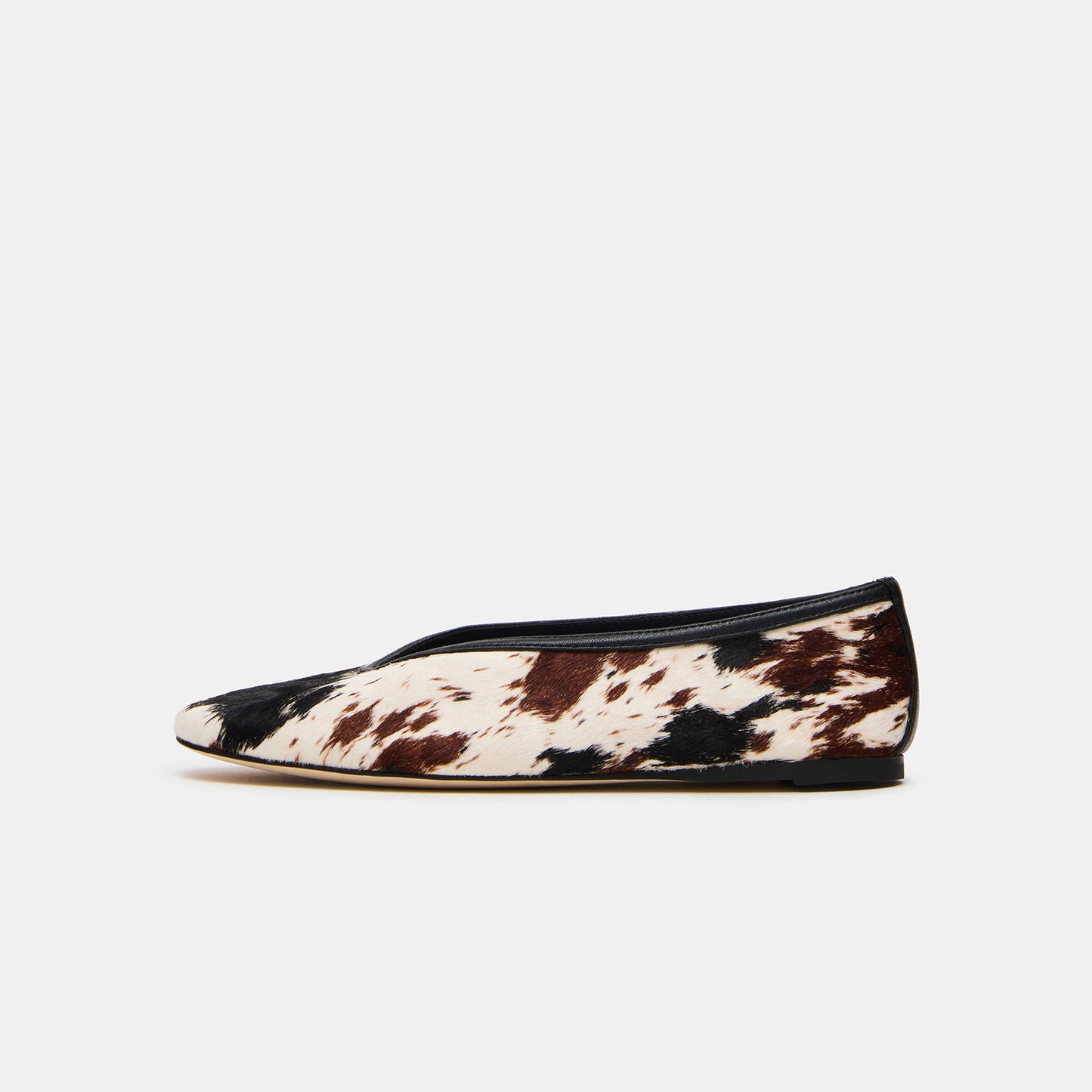 Cow Pony Hair Elegant Square-Toe Slip-On Flats