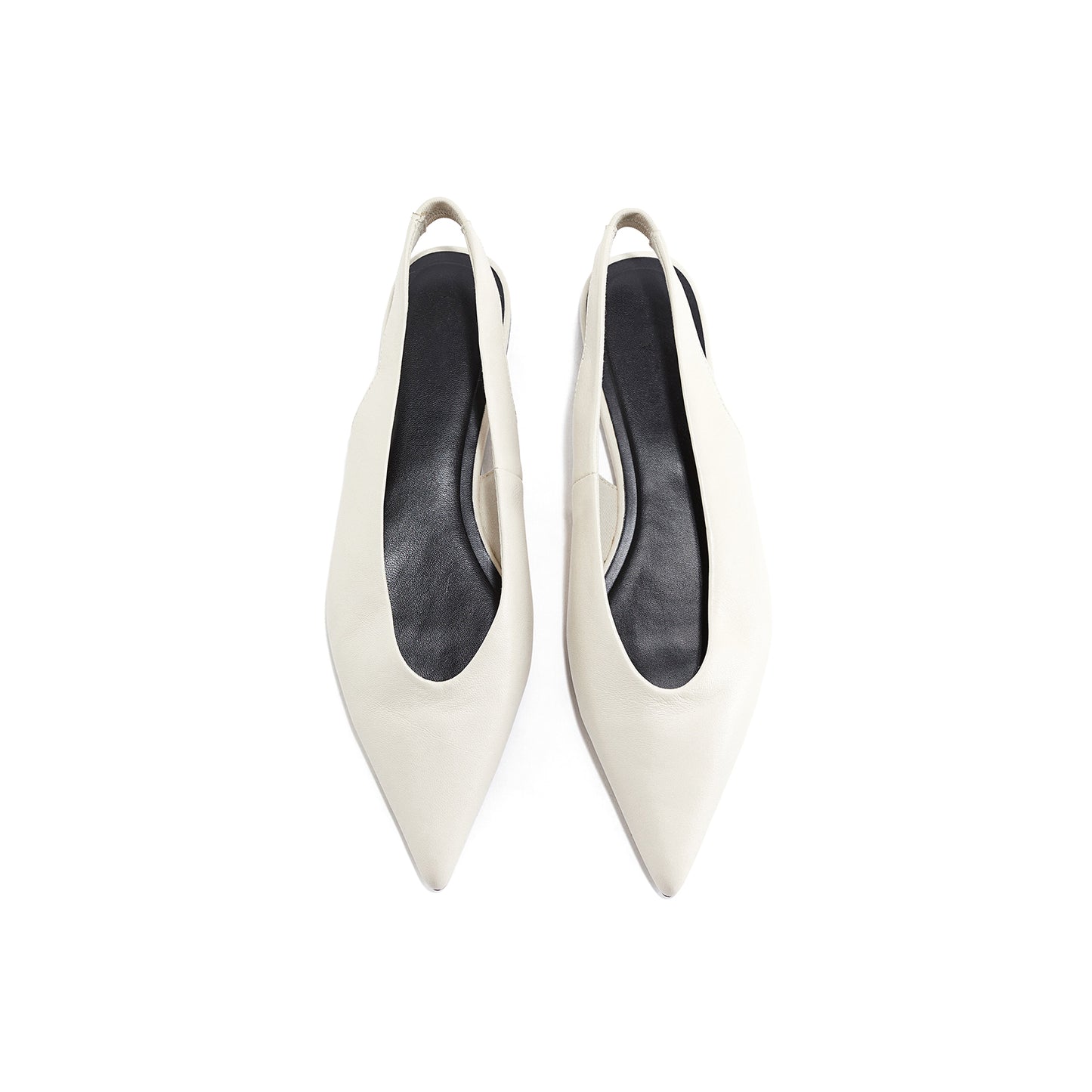 Ivory Pointed-Toe Slingback Slip-On Flats