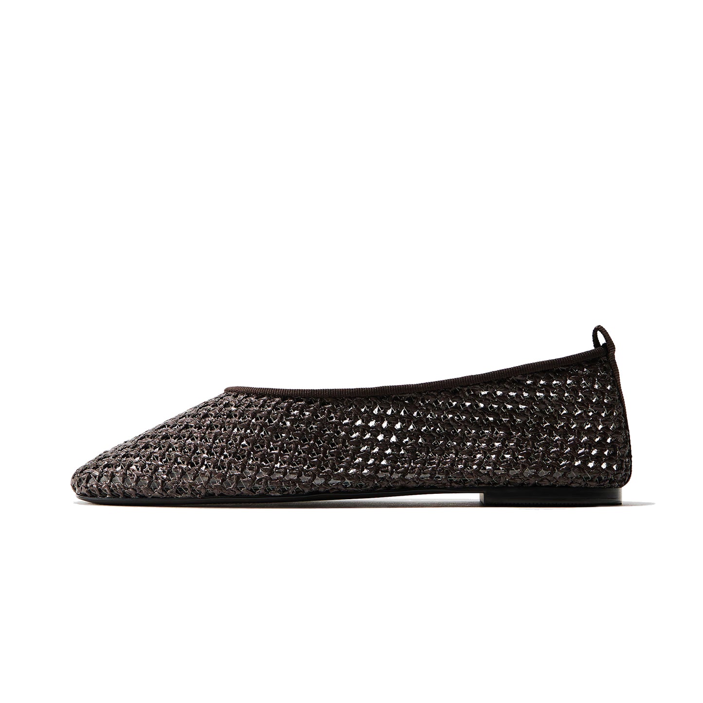 Coffee Woven Square-Toe Simple Slip-On Ballet Classic Flats