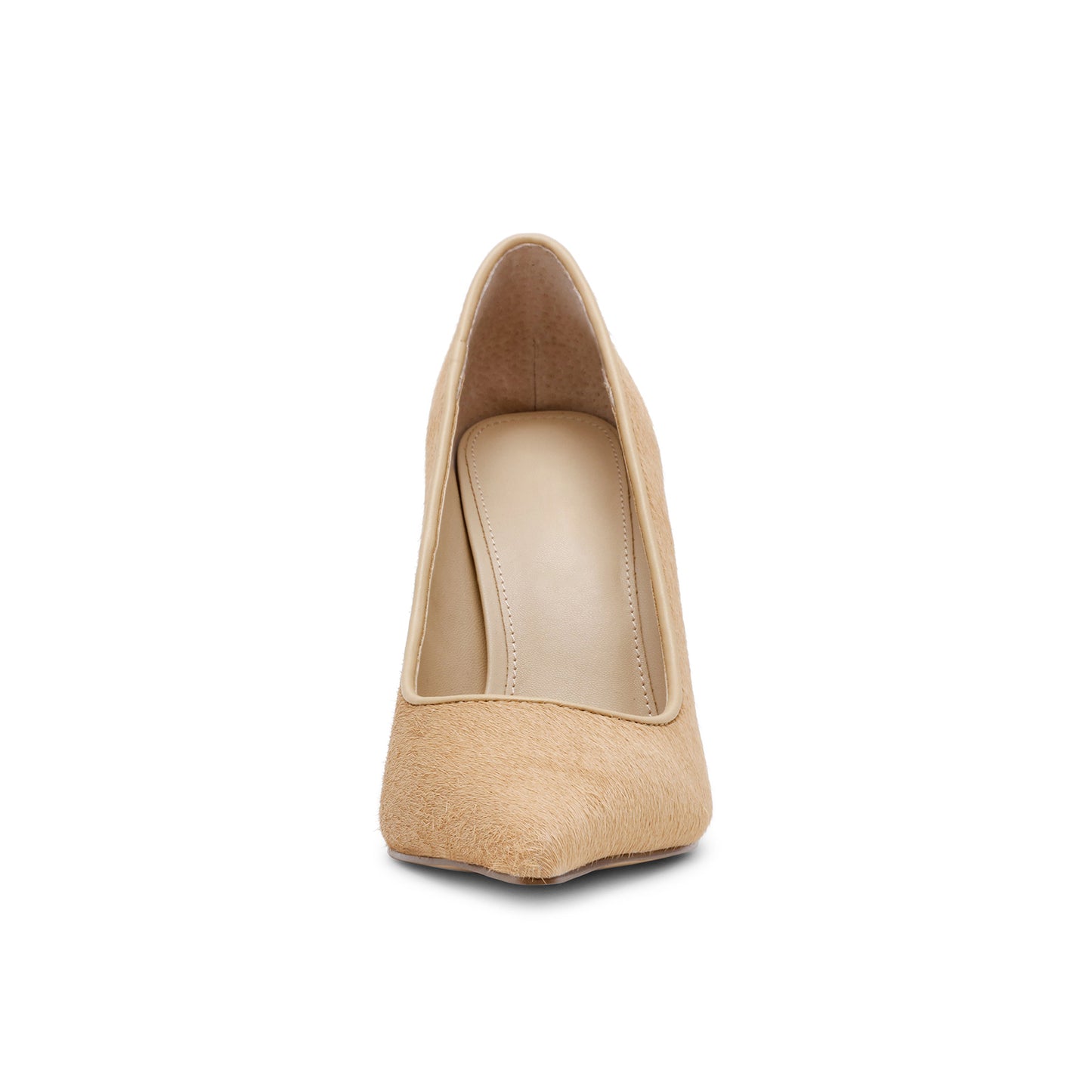 Nude Pony Hair Pointed-Toe Classic Slingback High Heels