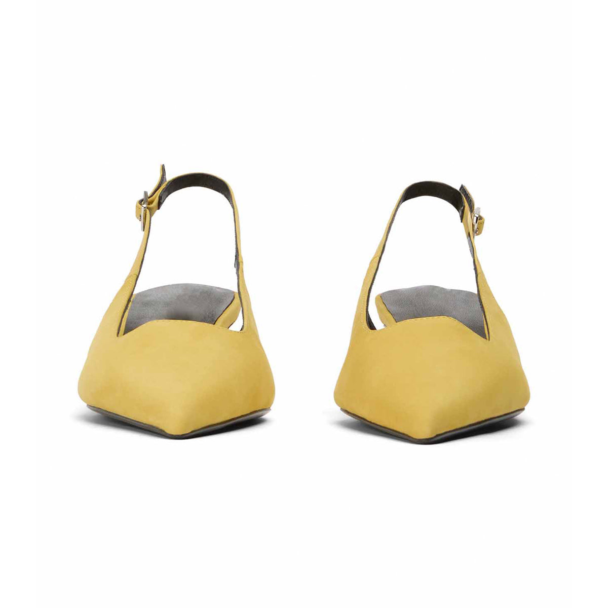 Chic Pointed-Toe Buckle Slingback Kitten Heels - Yellow